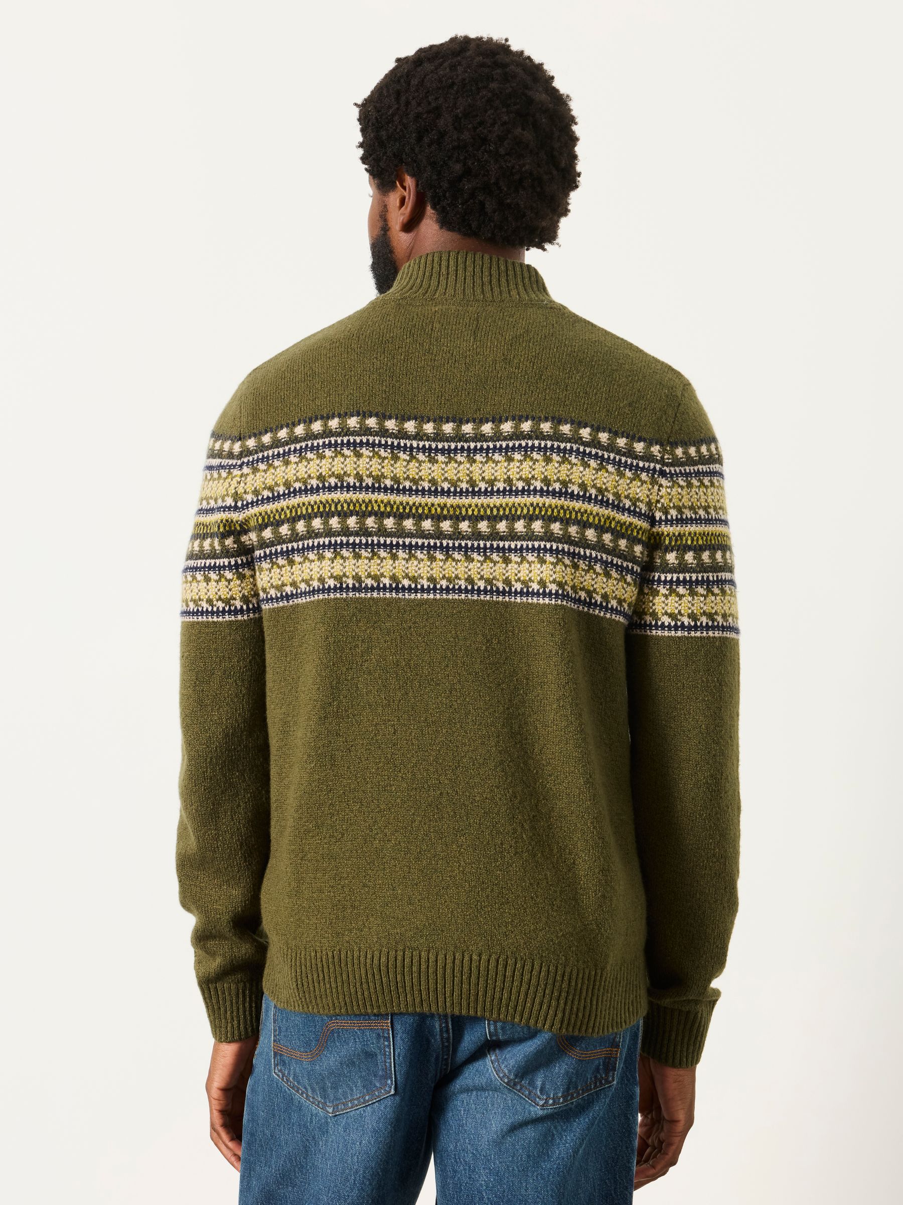 Selkirk Khaki Green Pattern Half Neck Jumper - Image 2 of 6 Selkirk Khaki Green Pattern Half Neck Jumper - Image 2 of 6
