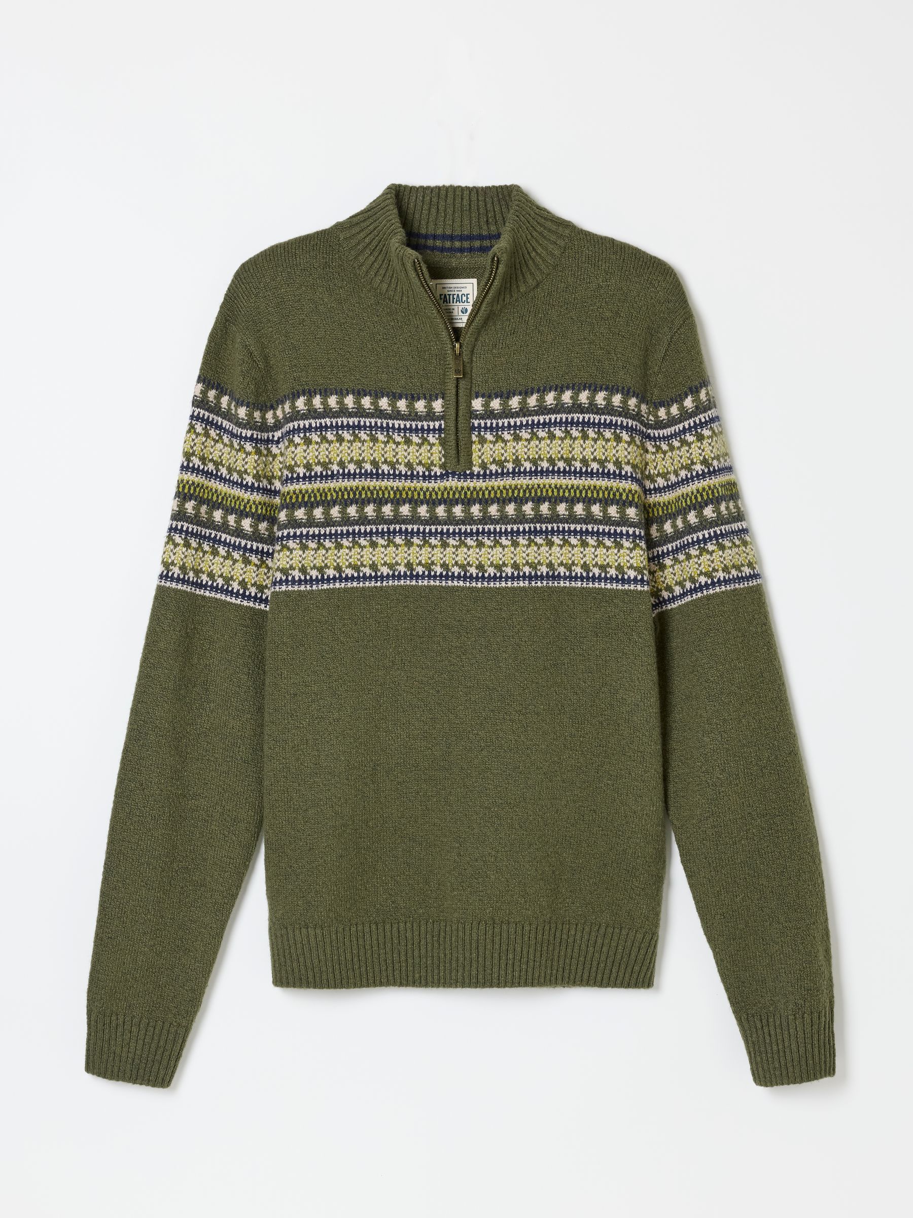 Selkirk Khaki Green Pattern Half Neck Jumper - Image 6 of 6 Selkirk Khaki Green Pattern Half Neck Jumper - Image 6 of 6