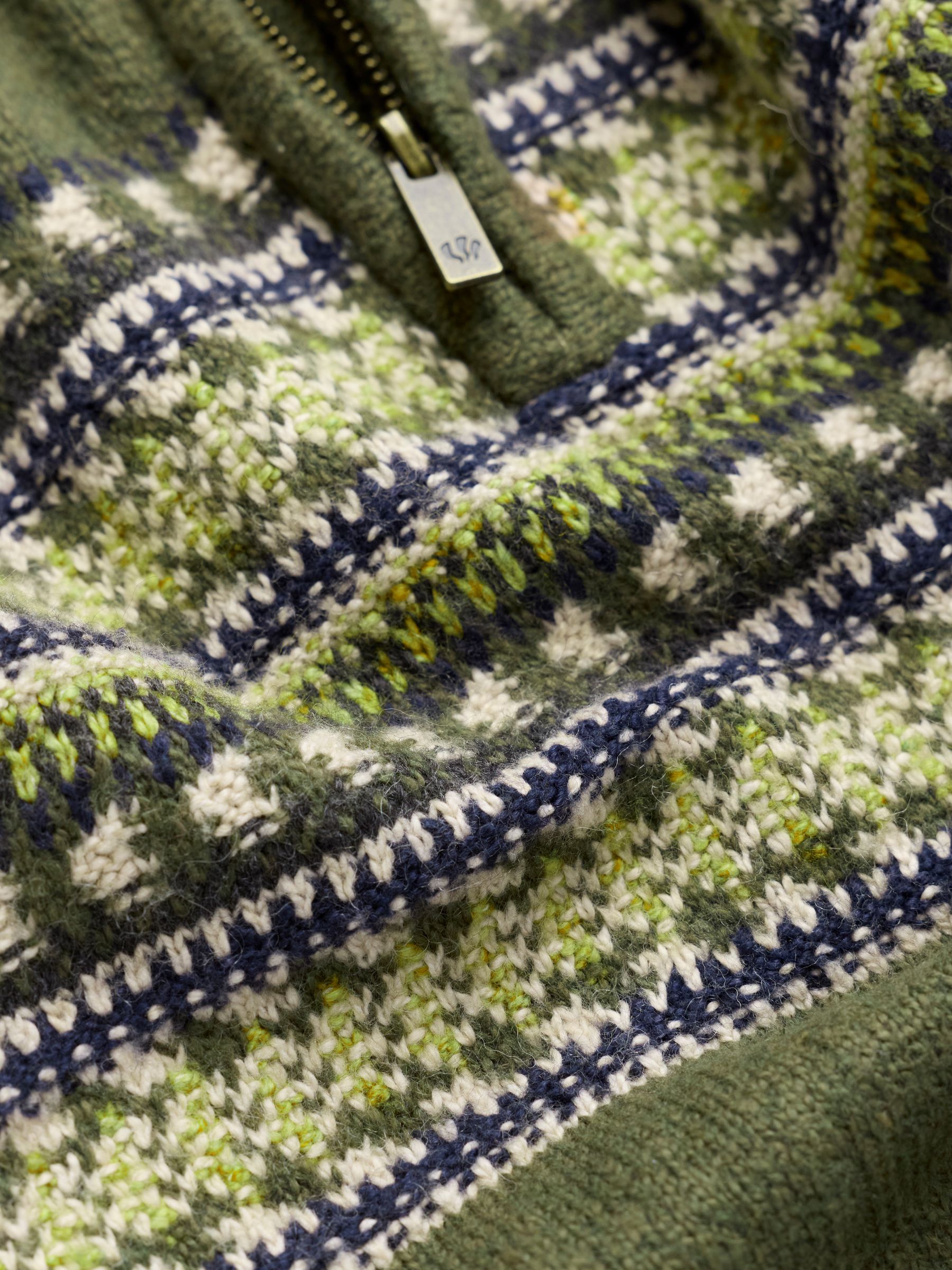 Selkirk Khaki Green Pattern Quarter Zip Knitted Jumper - Image 7 of 7