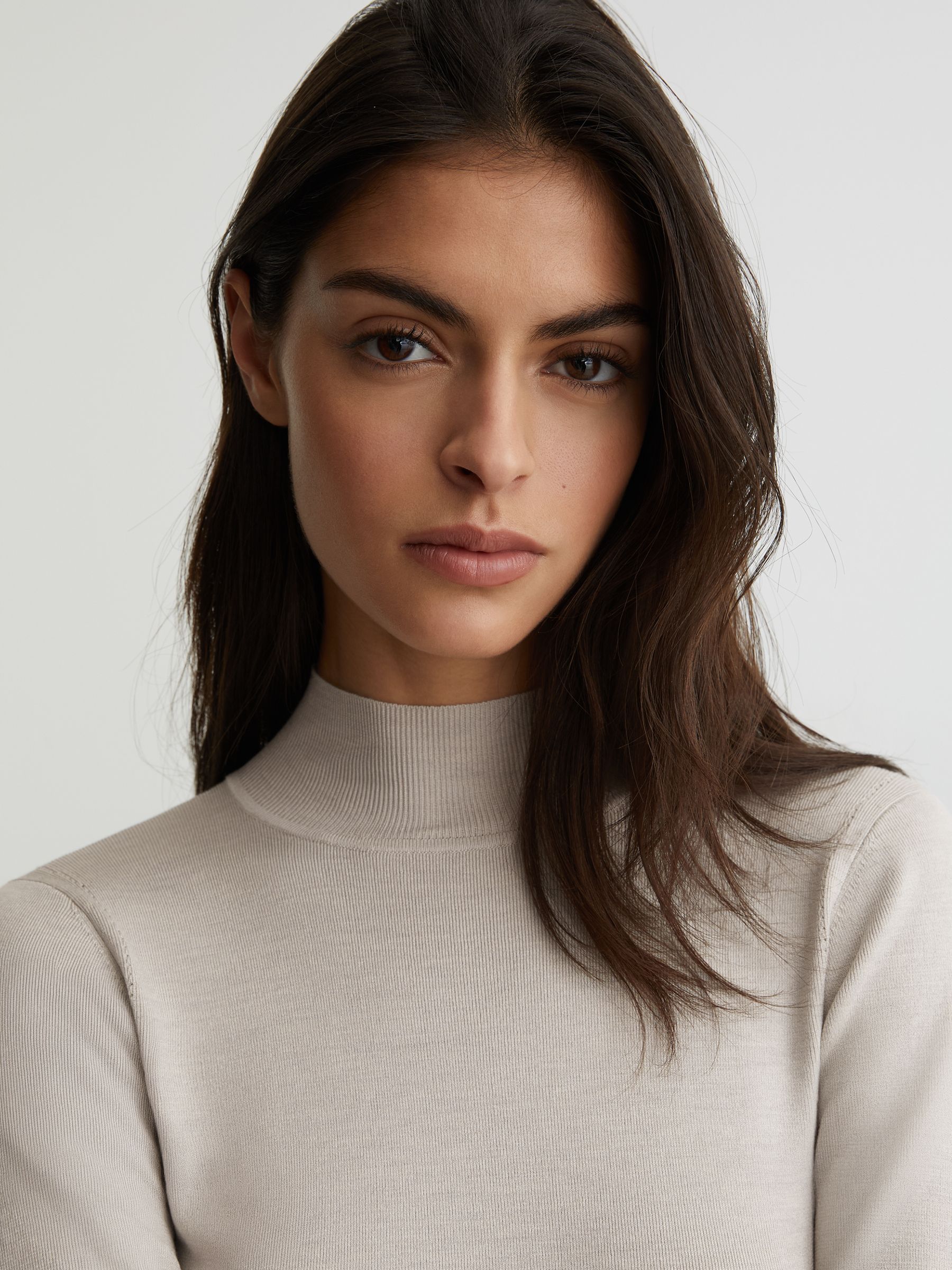 Atelier Silk-Blend Mock-Neck Top in Grey Marl - image 4