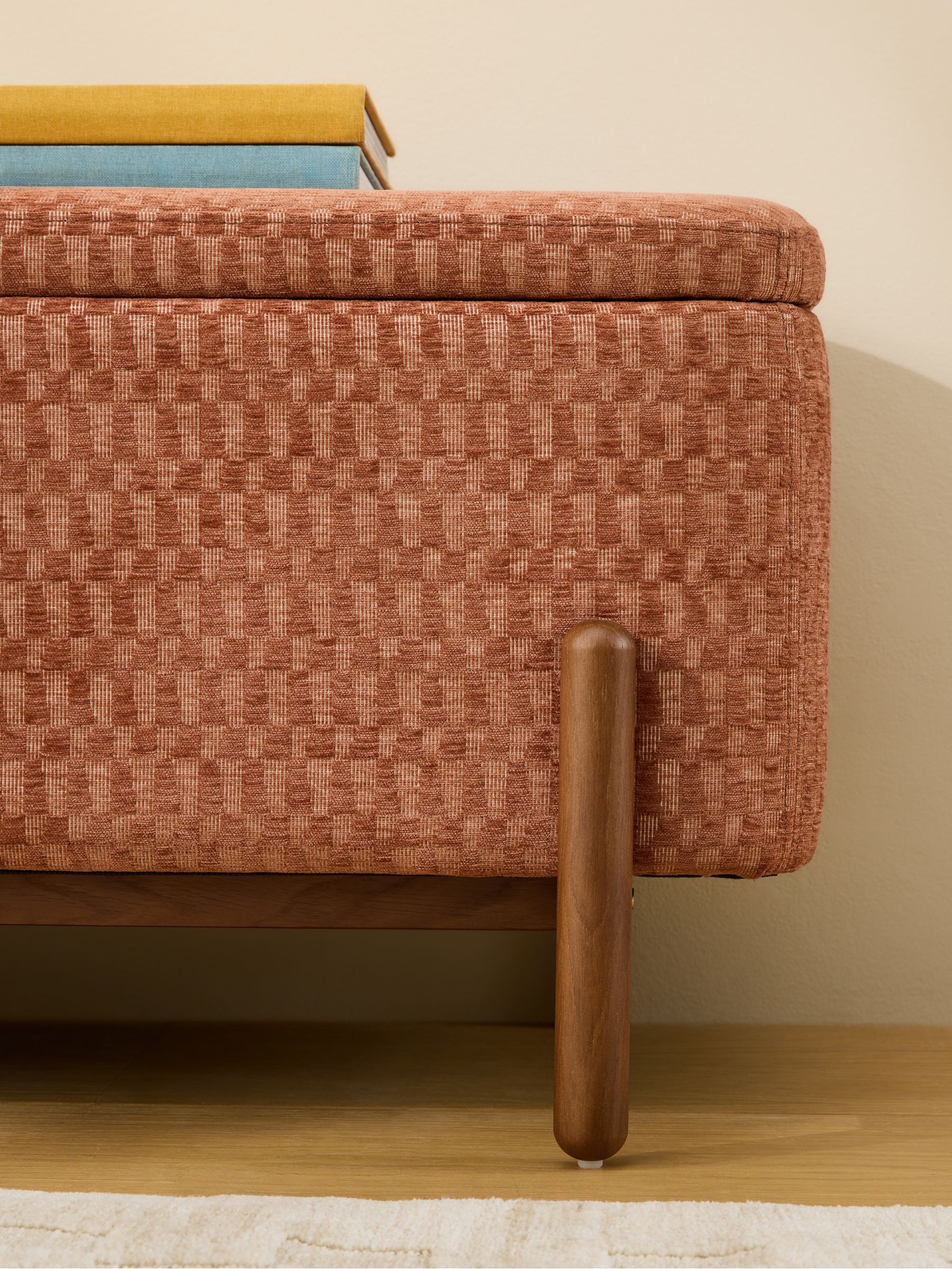 Asare Storage Ottoman Bench in Lanzo Rust Orange - Image 2 of 5 Asare Storage Ottoman Bench in Lanzo Rust Orange - Image 2 of 5