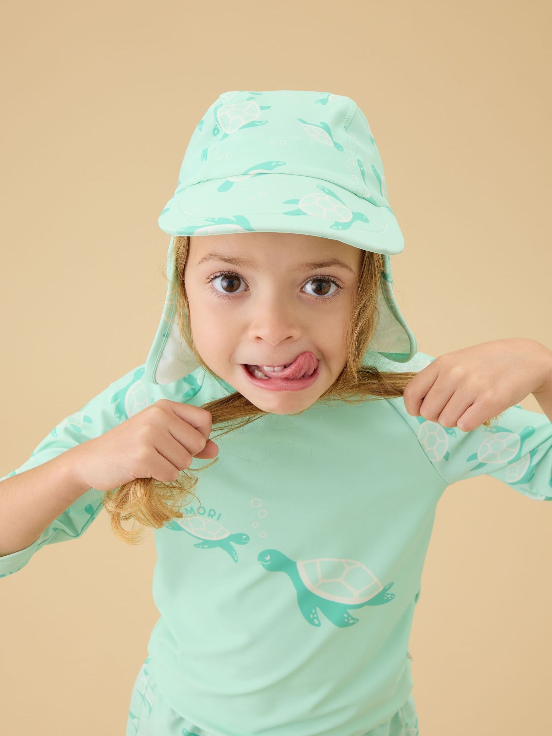 MORI Green Sea Turtle Sun Safe Long Sleeve Rash Vest Swim Top - Image 3 of 5