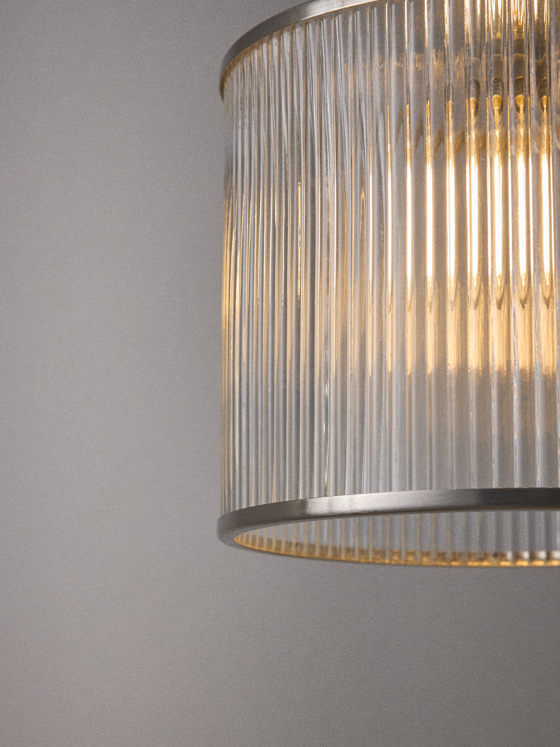 The Set 2 Pack Brushed Silver Ribbed Glass Easy Fit Shade Ceiling Lights - Image 5 of 5