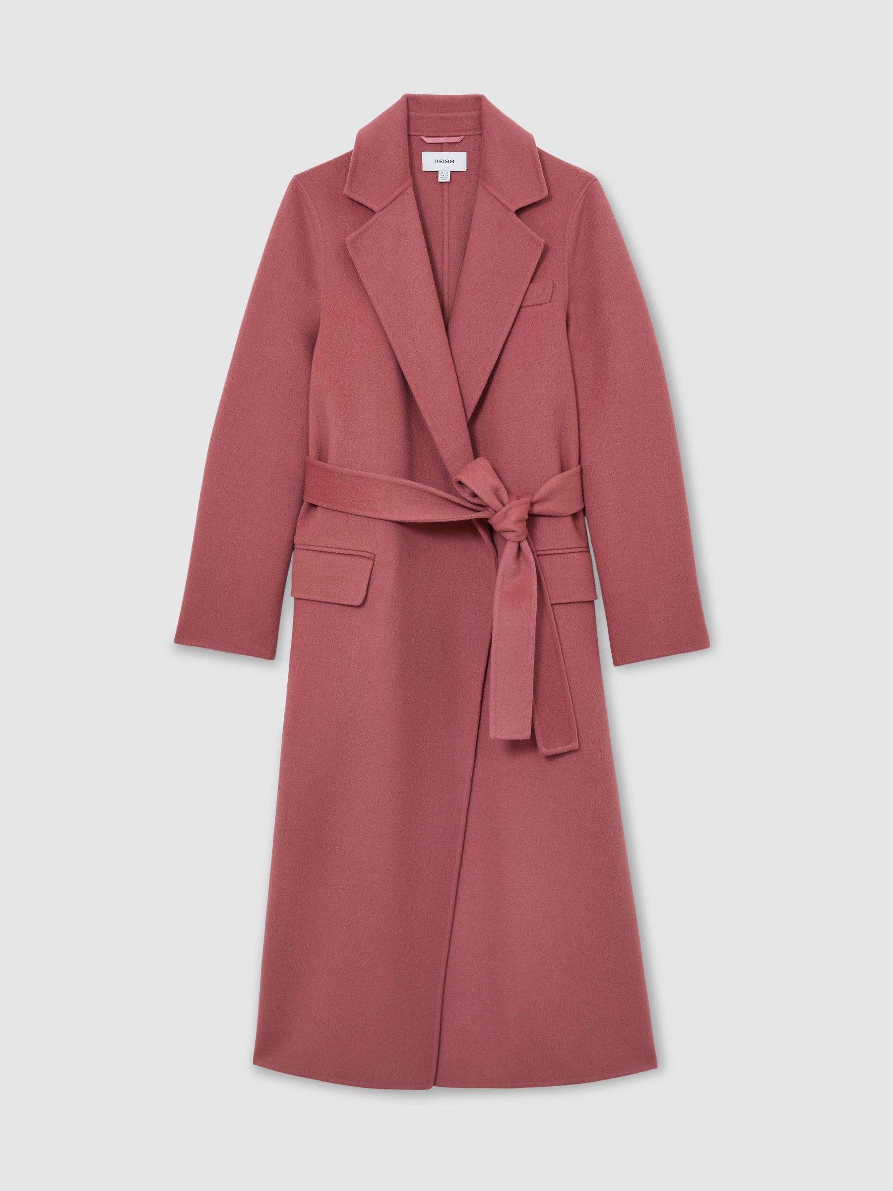 Wool-Blend Double-Breasted Blind-Seam Coat in Pink - Image 2 of 10