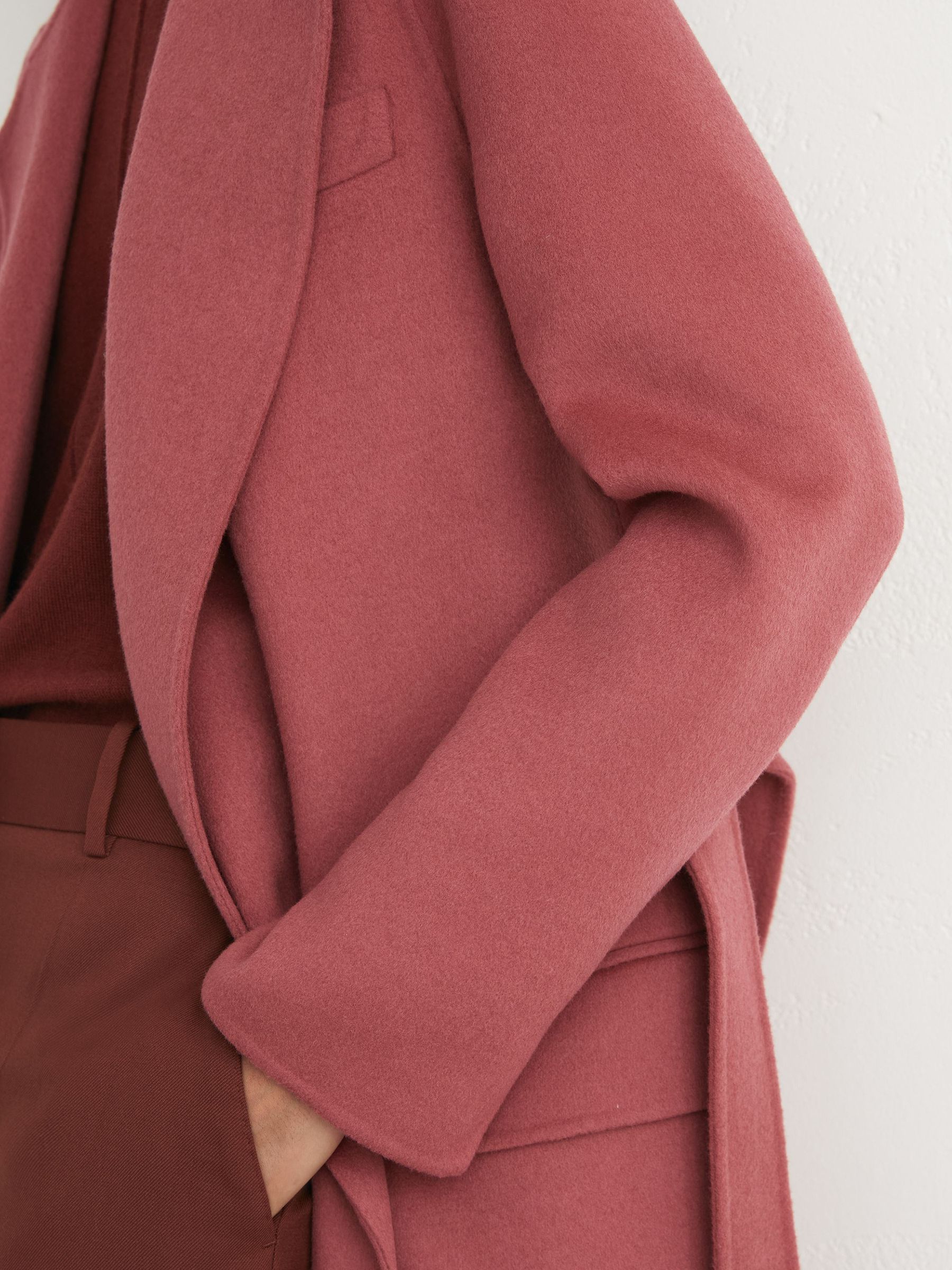 Wool-Blend Double-Breasted Blind-Seam Coat in Pink - Image 9 of 10