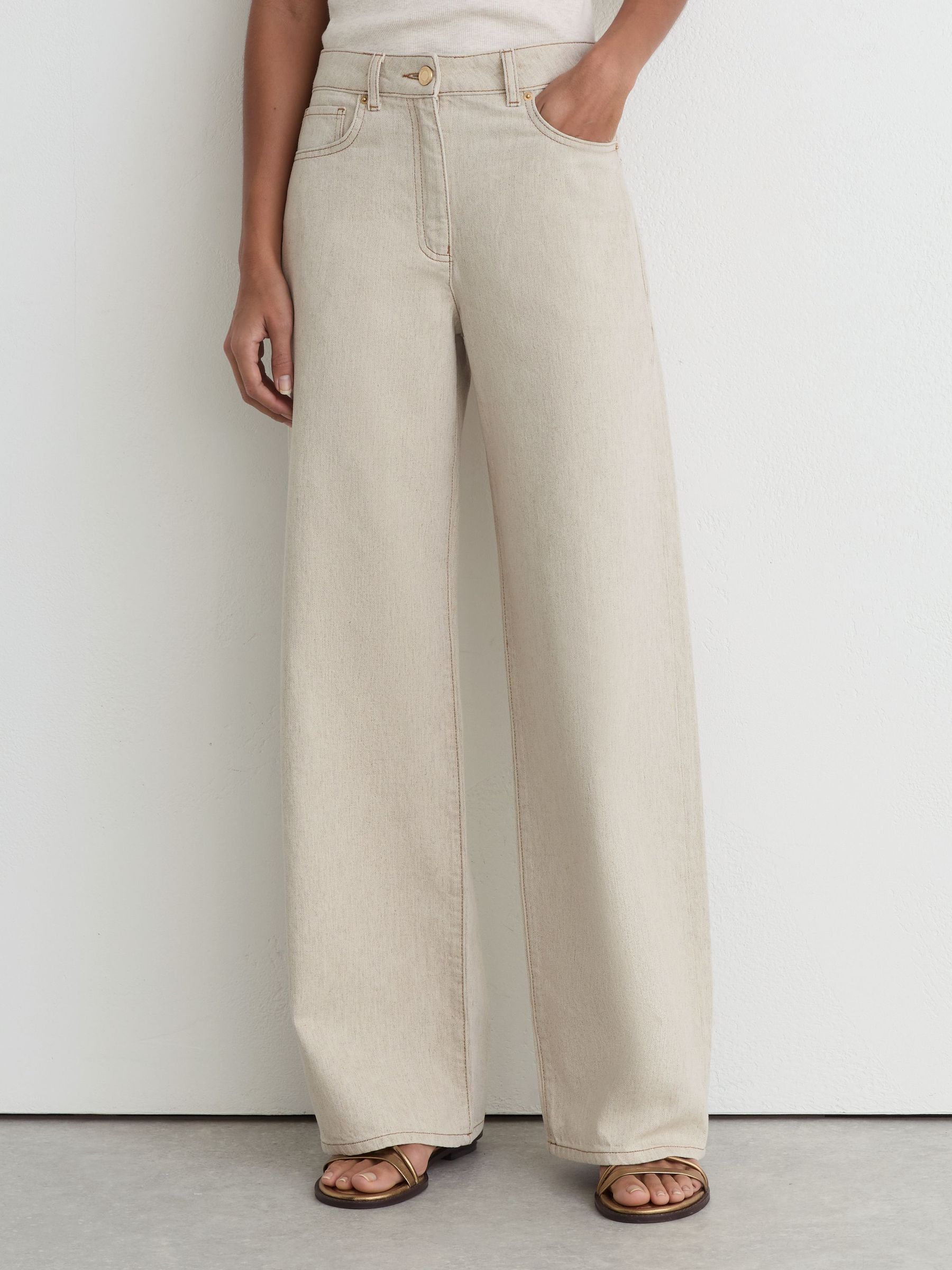 Wide-Leg Jeans with Hemp in Cream - Image 4 of 8