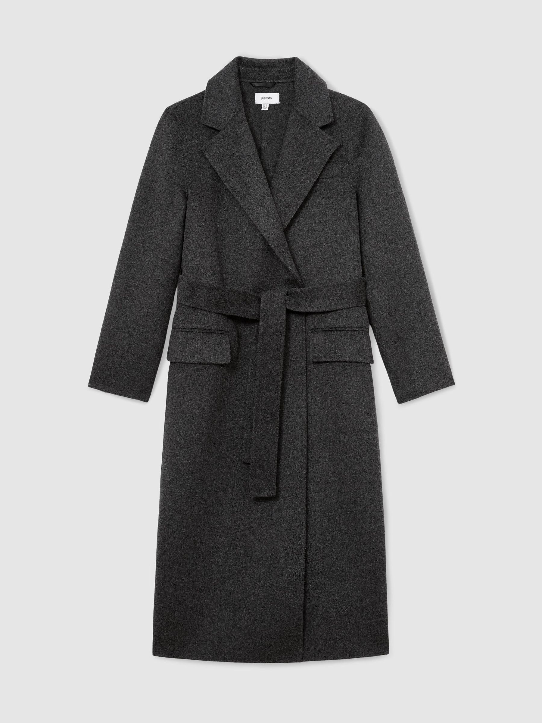 Petite Wool-Blend Double-Breasted Blind-Seam Coat in Charcoal Grey - Image 2 of 12 Petite Wool-Blend Double-Breasted Blind-Seam Coat in Charcoal Grey - Image 2 of 12