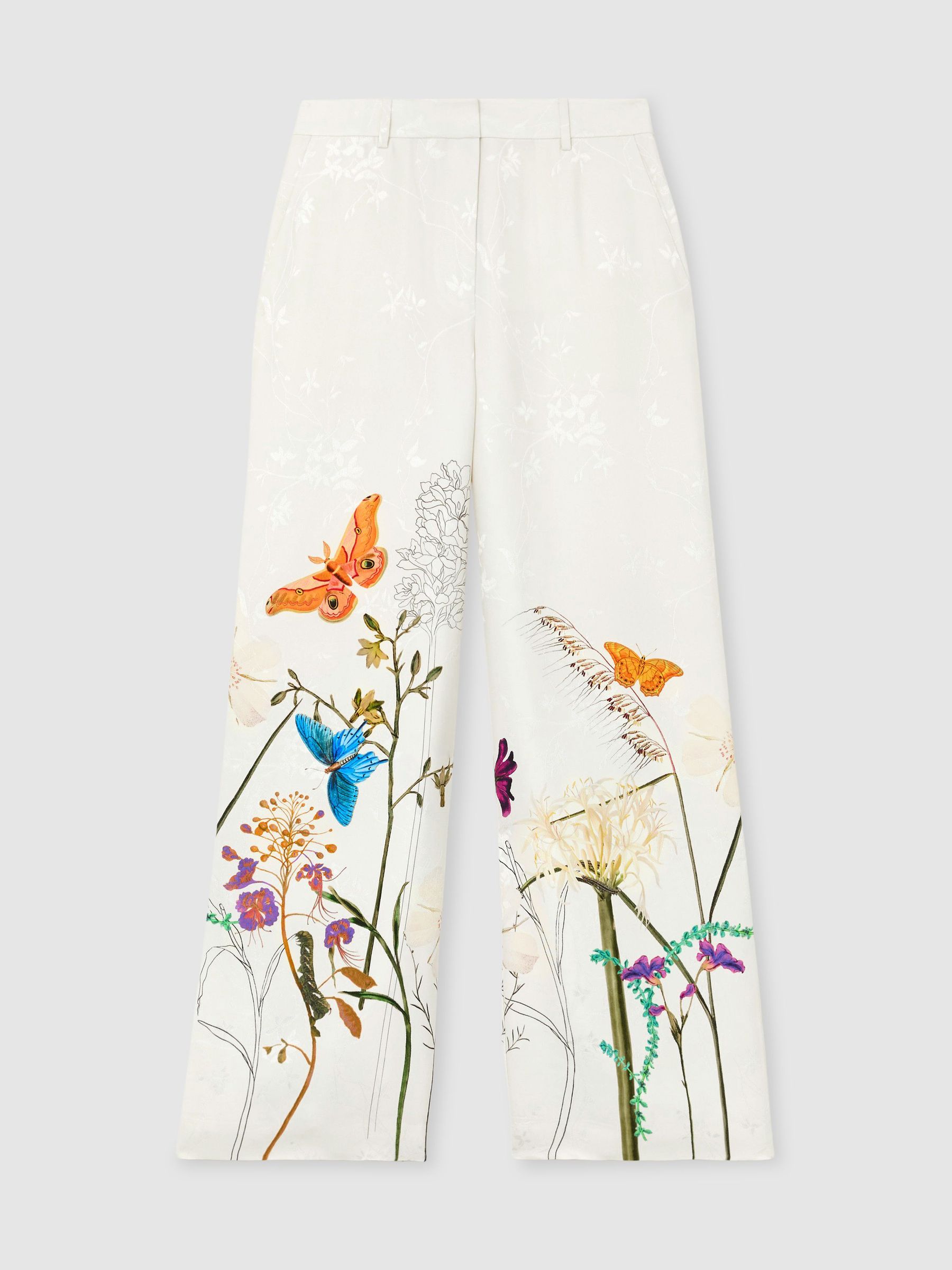 Reiss | NYBG Printed Wide-Leg Suit Trousers in Ivory - Image 2 of 6