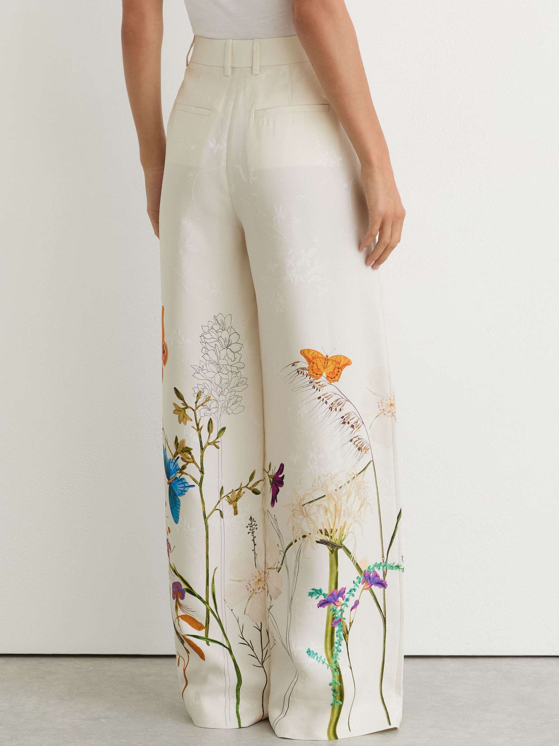 Reiss | NYBG Printed Wide-Leg Suit Trousers in Ivory - Image 5 of 6