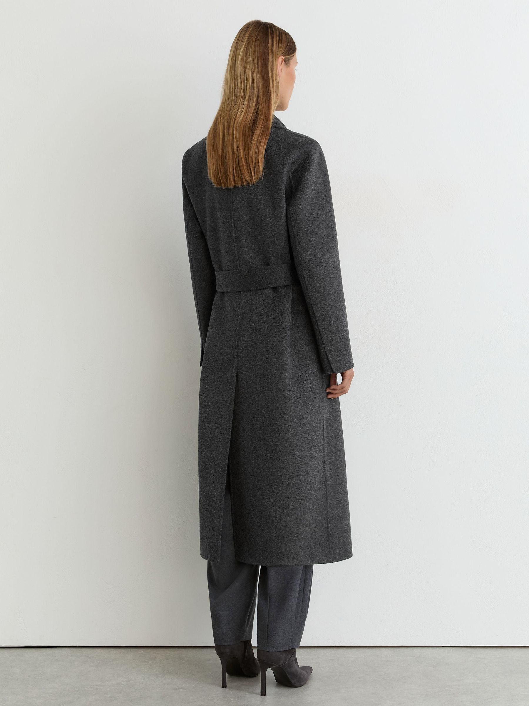 Wool-Blend Double-Breasted Blind-Seam Coat in Charcoal Grey - Image 7 of 12