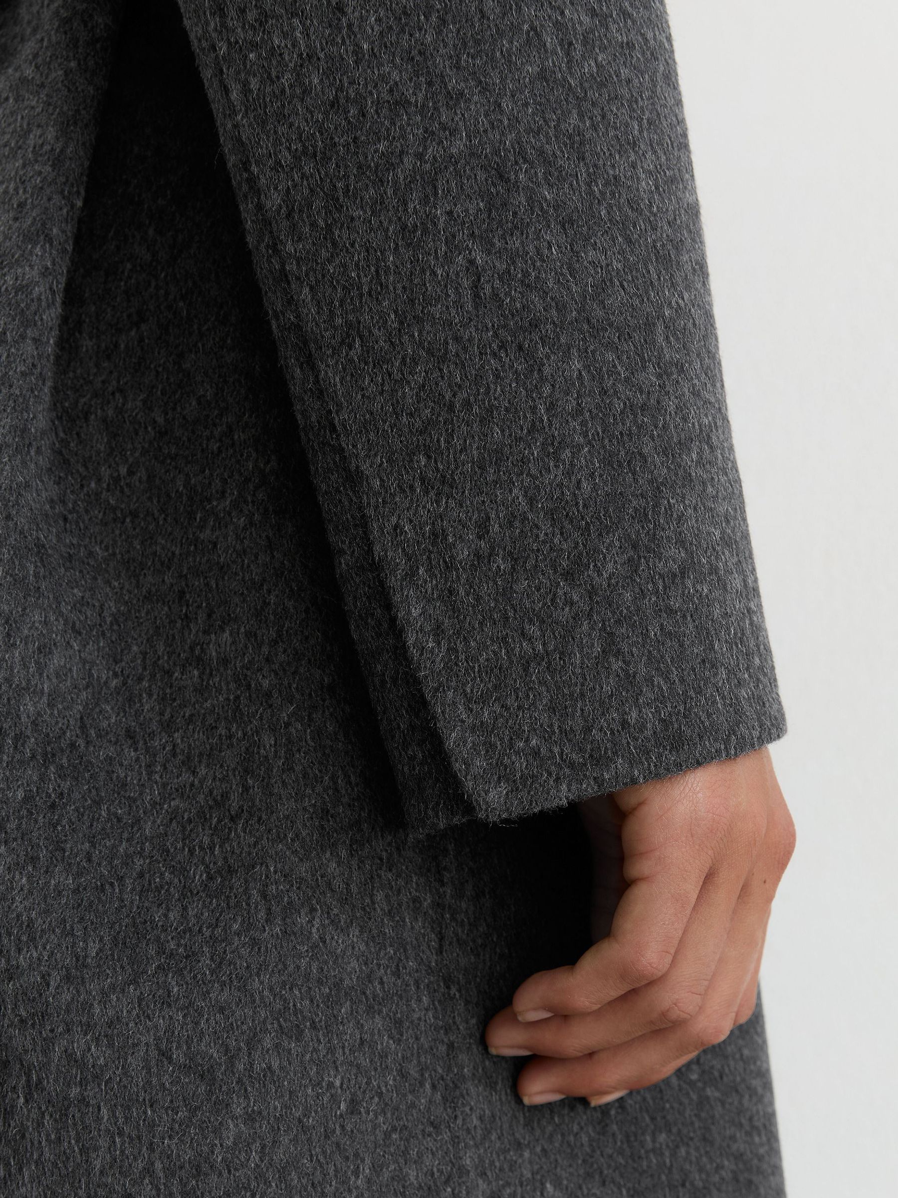 Wool-Blend Double-Breasted Blind-Seam Coat in Charcoal Grey - Image 8 of 12