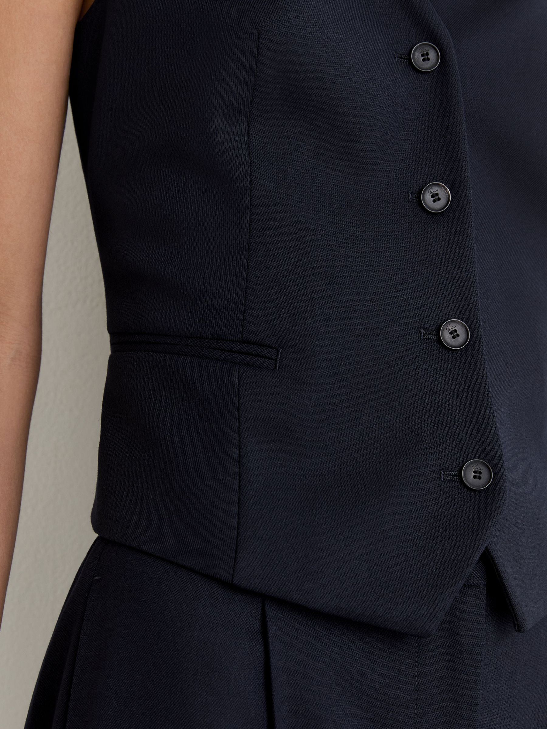 Wool-Blend Tailored Waistcoat in Navy - Image 4 of 6