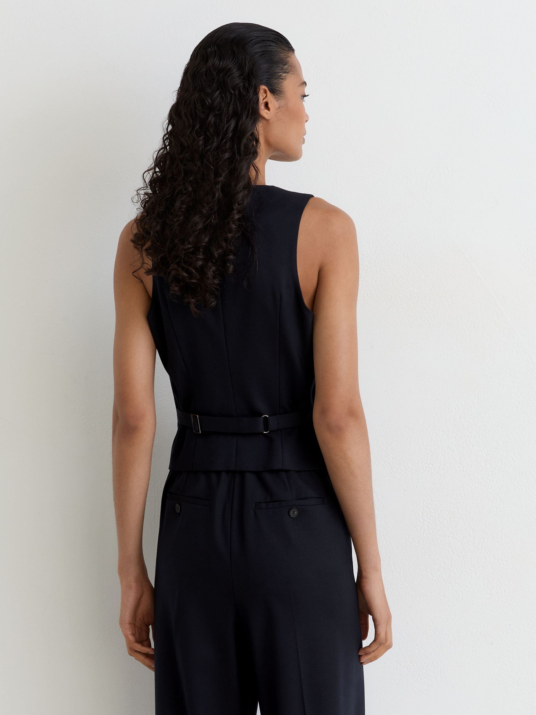 Wool-Blend Tailored Waistcoat in Navy - Image 5 of 6