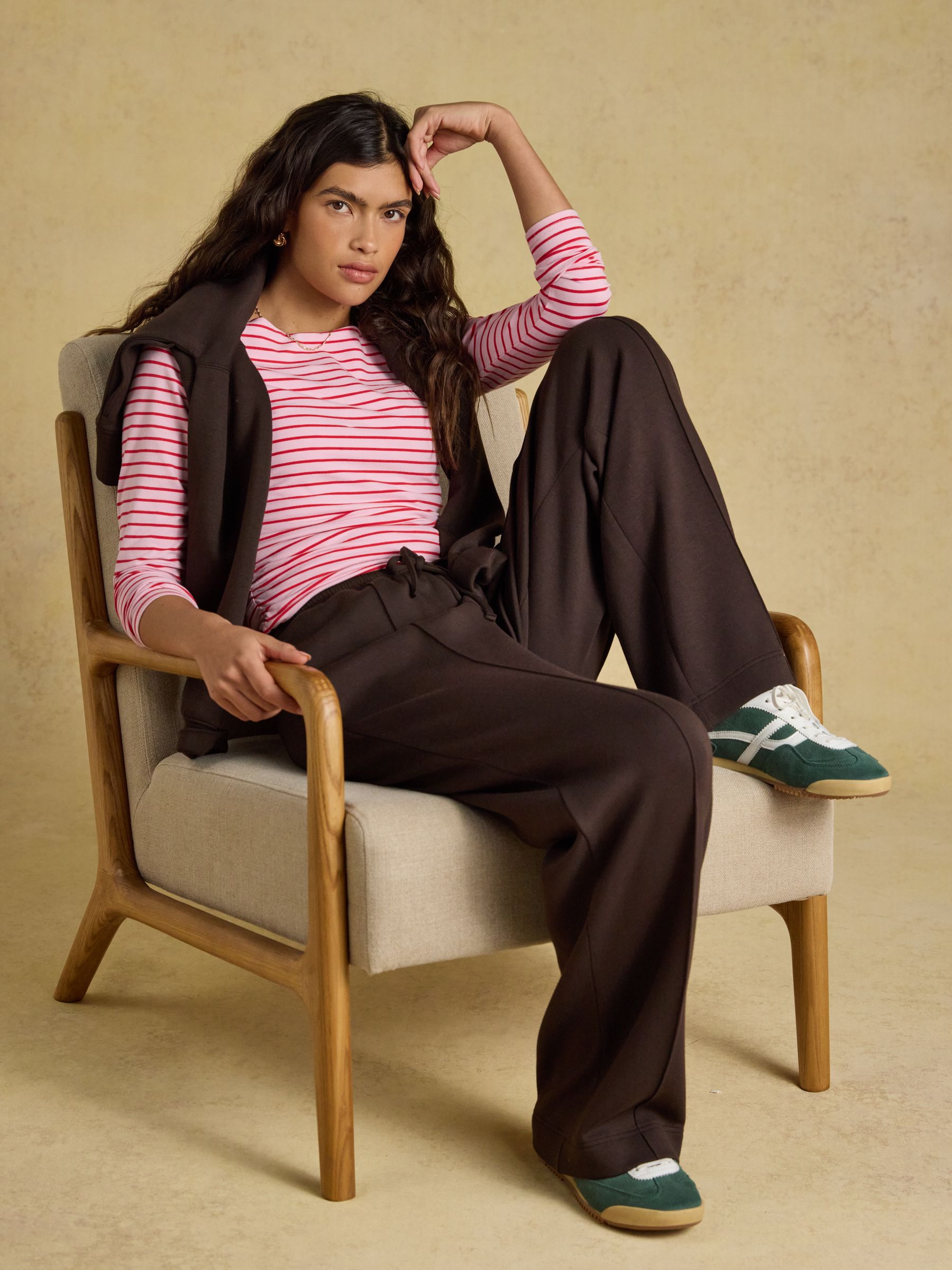 Pink/Red Double Layer Front Long Sleeve Boat Neck Jersey Top - Image 3 of 8