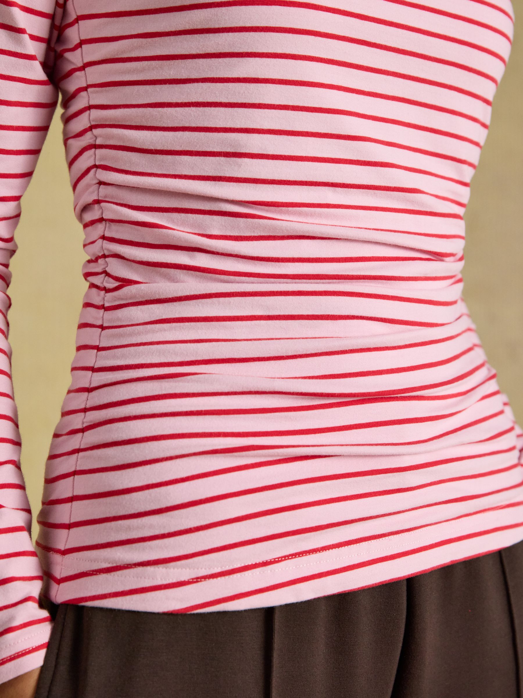 Pink/Red Double Layer Front Long Sleeve Boat Neck Jersey Top - Image 5 of 8