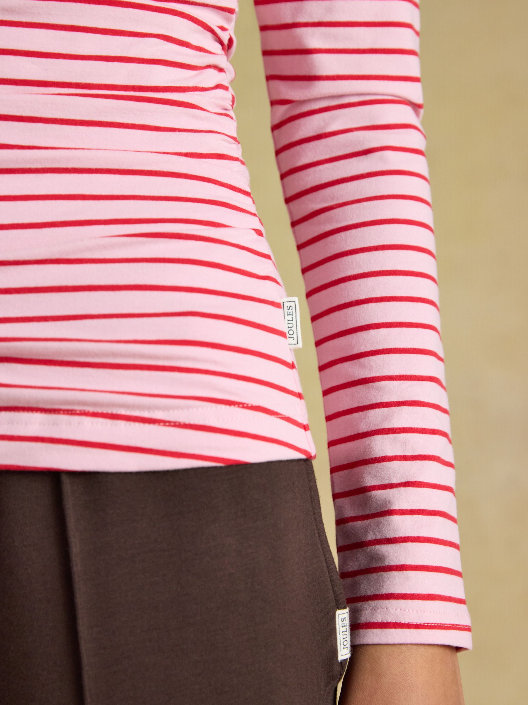 Pink/Red Double Layer Front Long Sleeve Boat Neck Jersey Top - Image 7 of 8