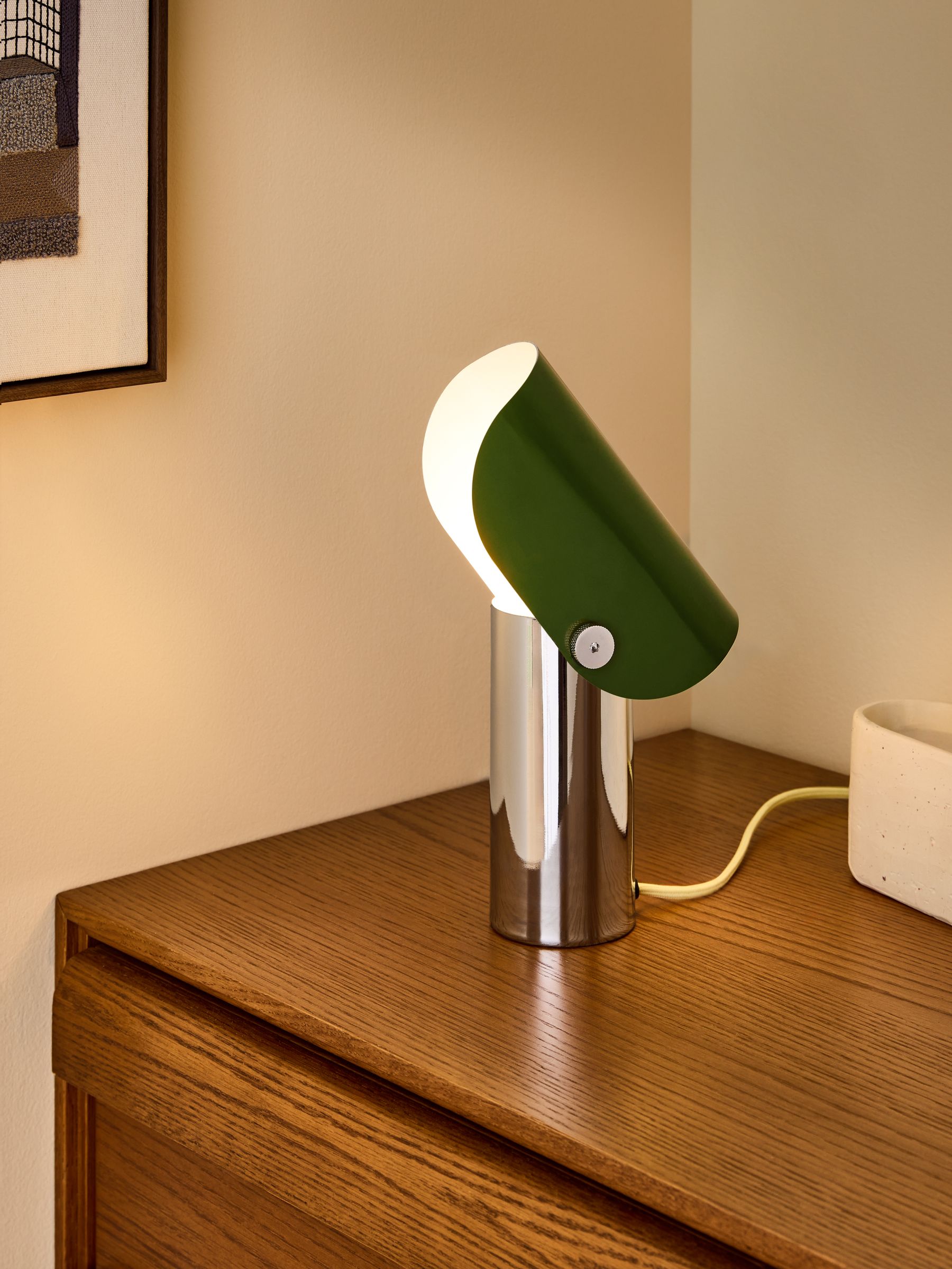 Curve Table Lamp in Chrome & Green - Image 2 of 6 Curve Table Lamp in Chrome & Green - Image 2 of 6