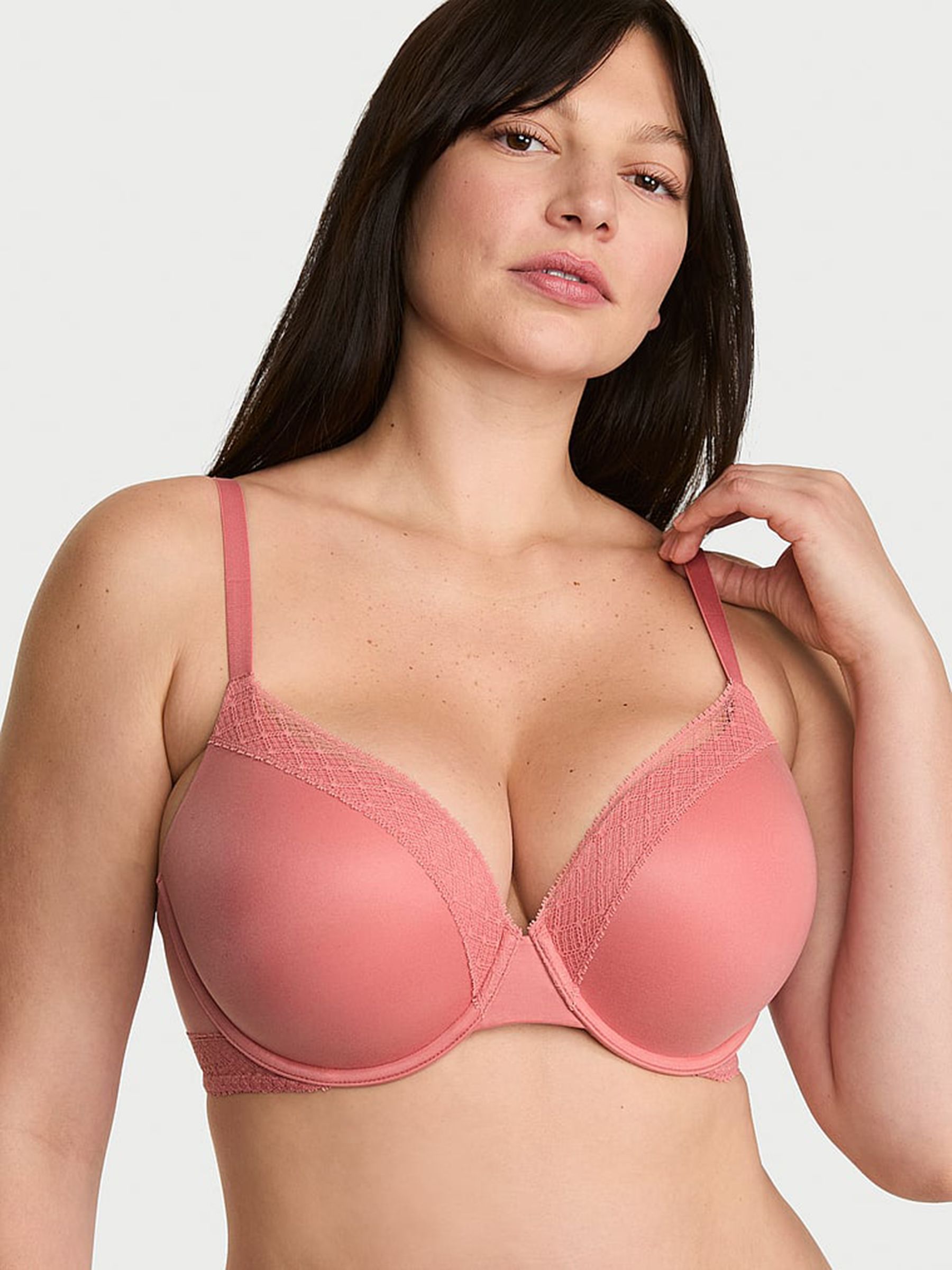 Rose Dust Pink Full Cup Push Up Lace Trim Bra - Image 2 of 3