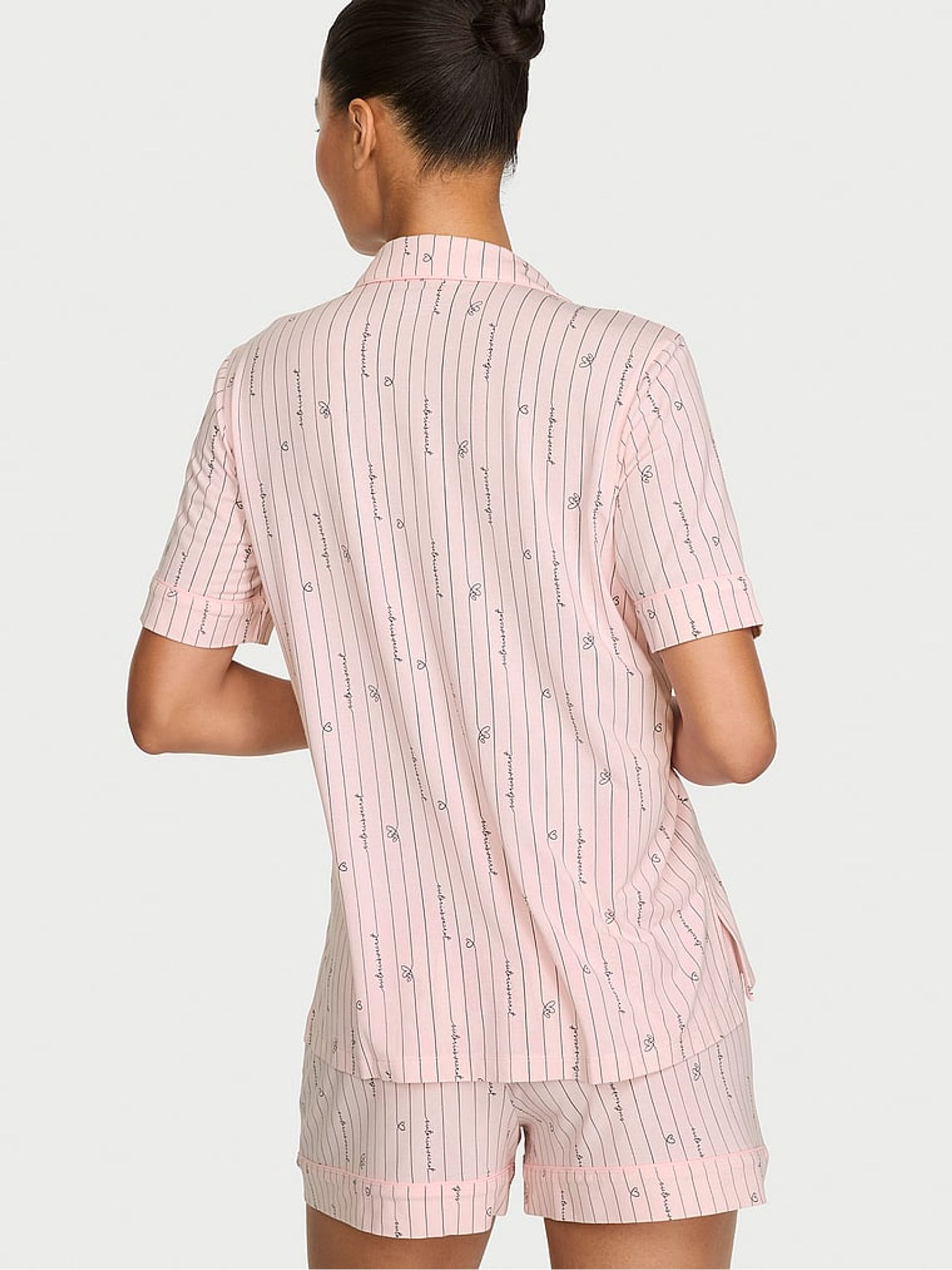 Angel Pink Script Modal Short Pyjamas Set - Image 2 of 3 Angel Pink Script Modal Short Pyjamas Set - Image 2 of 3