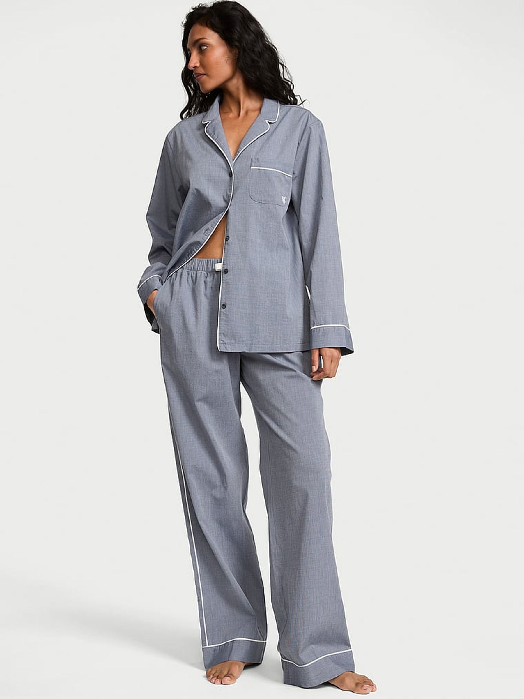 Monaco Blue Heritage Cotton Long Pyjamas Set - Image 1 of 2
