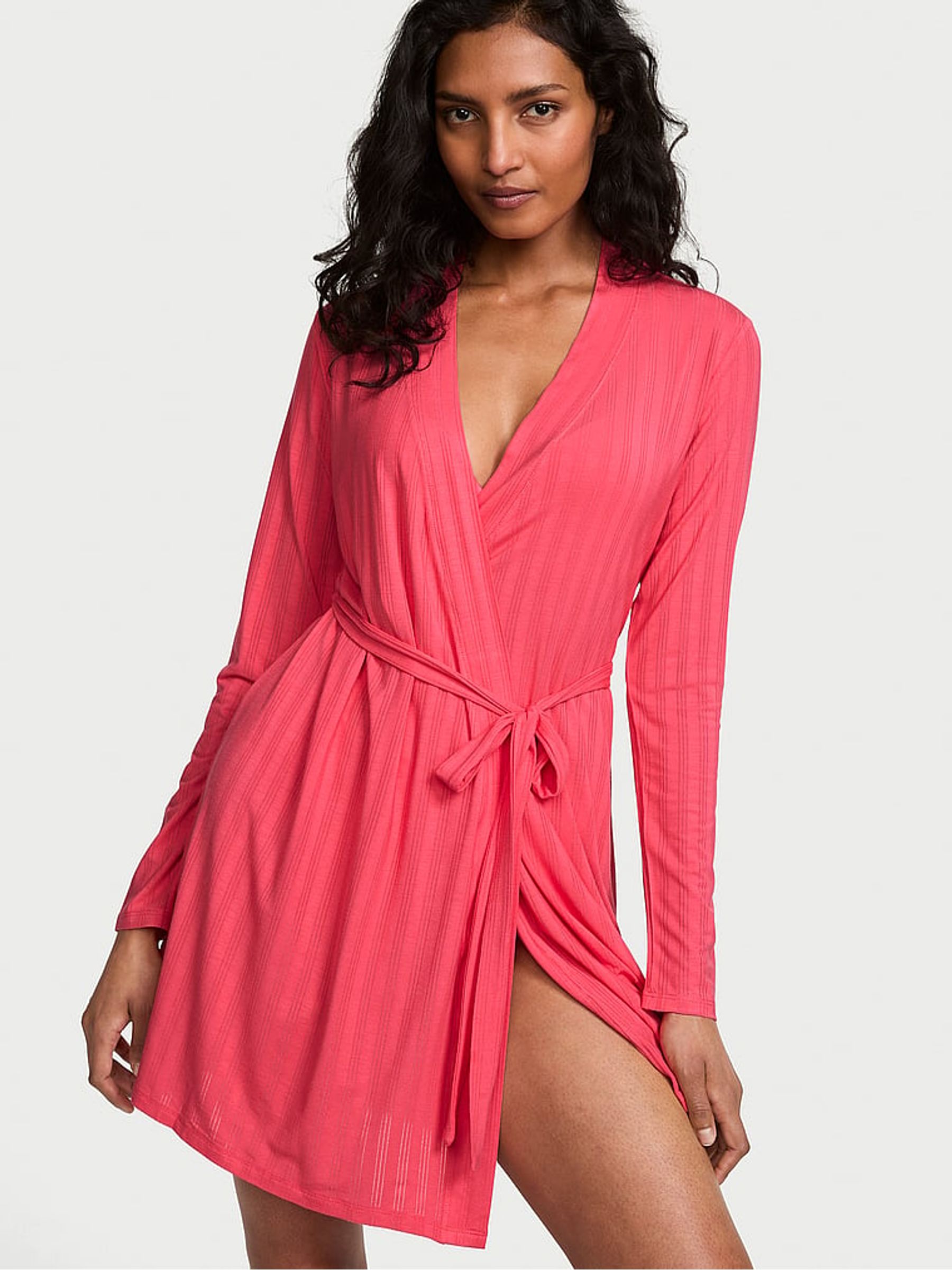 Wild Watermelon Red  Modal Ultra Fine Short Robe - Image 1 of 3