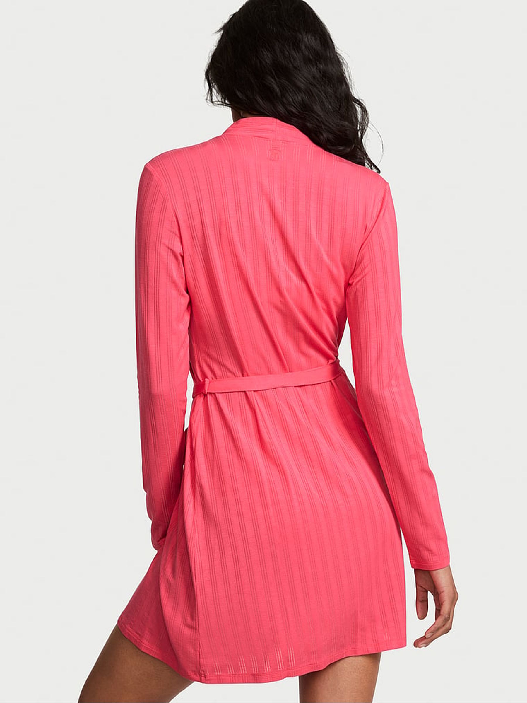 Wild Watermelon Red Modal Ultra Fine Short Robe - Image 2 of 3 Wild Watermelon Red Modal Ultra Fine Short Robe - Image 2 of 3