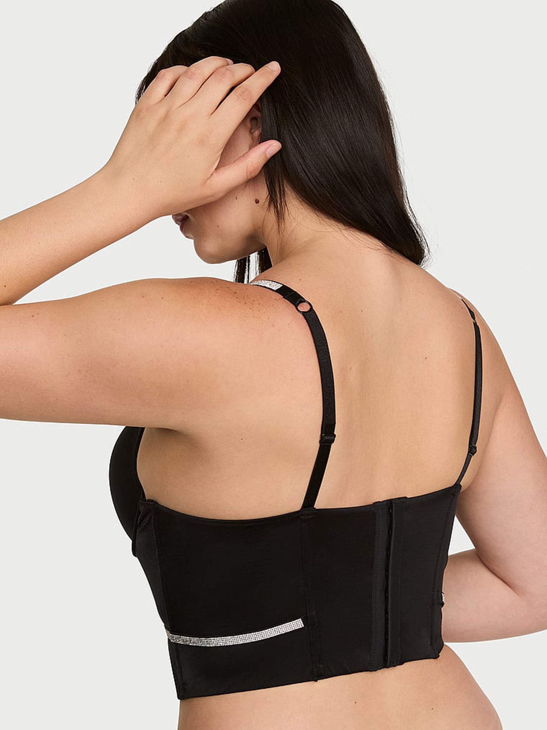 Black Shine Bow Push Up Corset Top - Image 2 of 3 Black Shine Bow Push Up Corset Top - Image 2 of 3