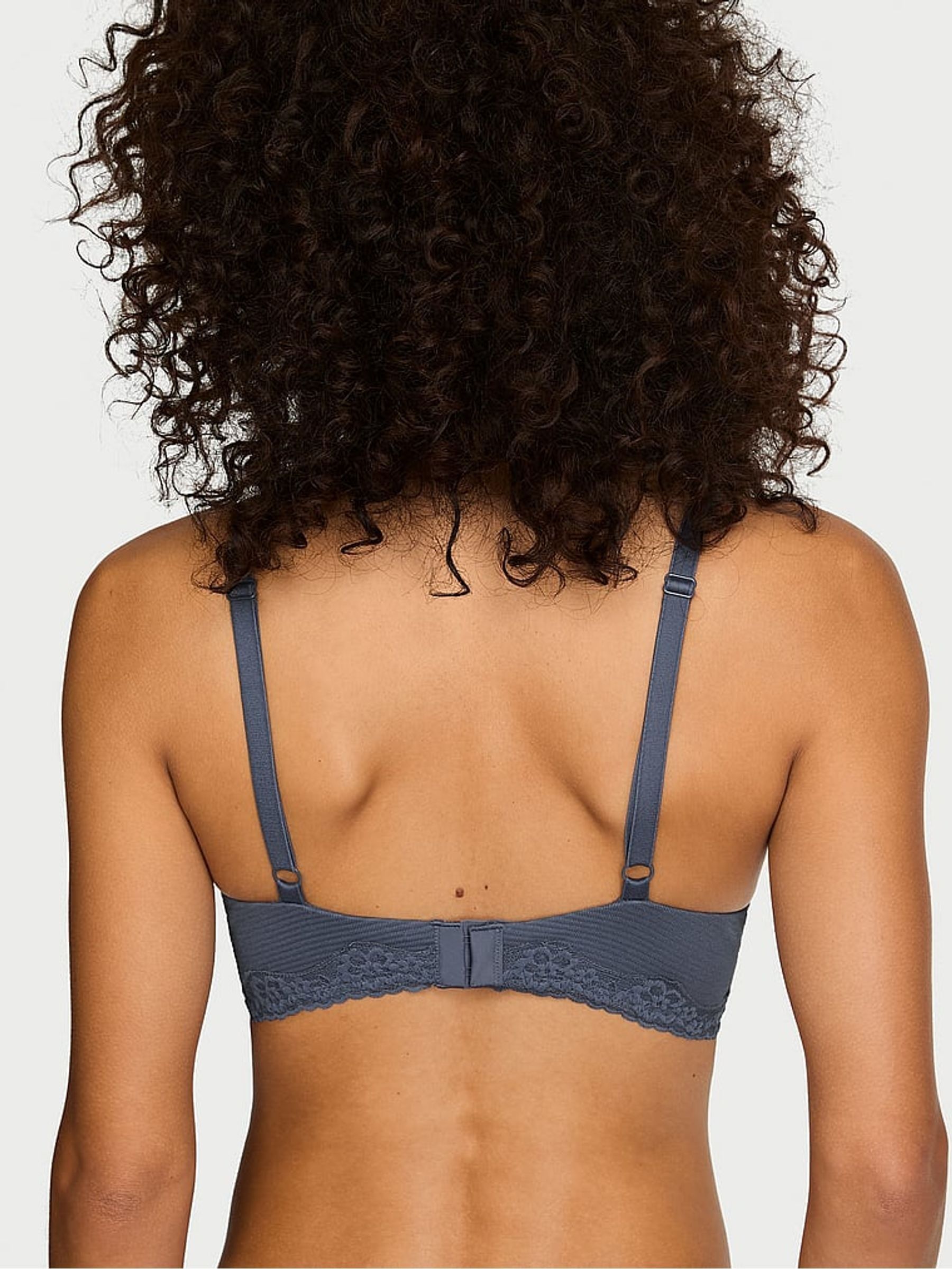 Blue stream Lightly Lined Full Cup Cotton Stripe Lace Trim Bra - Image 2 of 2 Blue stream Lightly Lined Full Cup Cotton Stripe Lace Trim Bra - Image 2 of 2