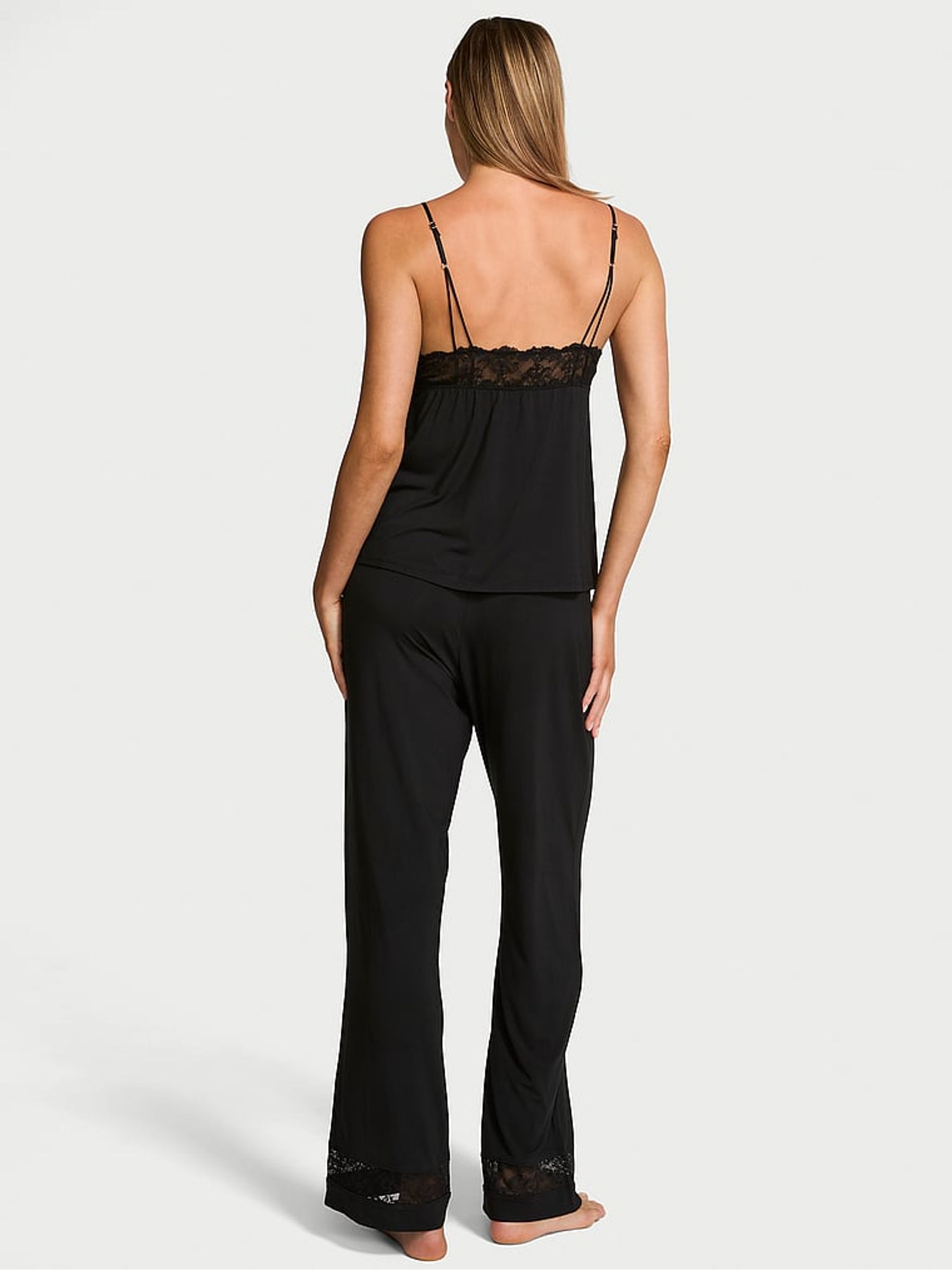 Black Lace Trim Modal Cami & Trousers Set - Image 2 of 3 Black Lace Trim Modal Cami & Trousers Set - Image 2 of 3
