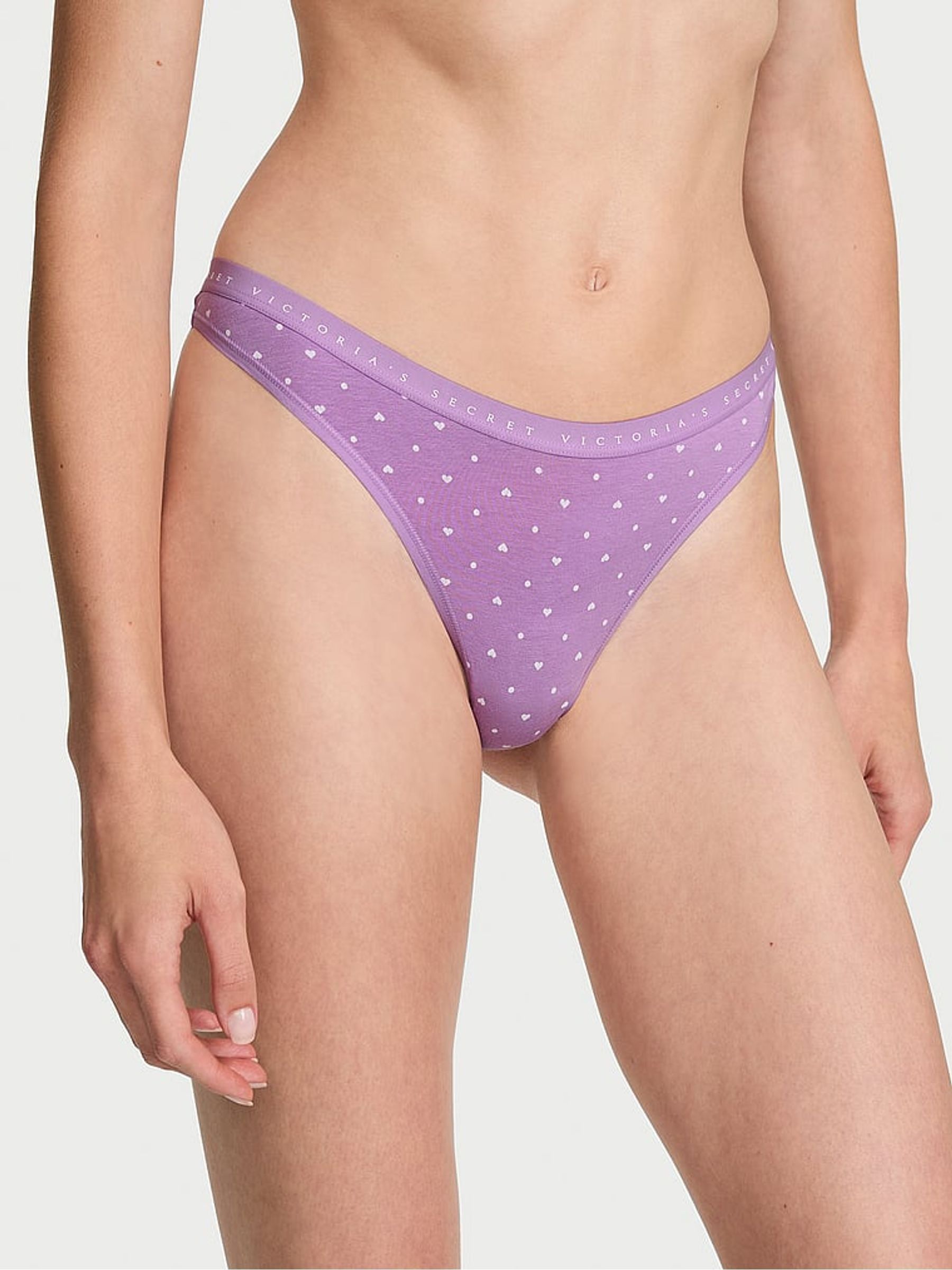 Purple Heart Polka Dots Thong Knickers - Image 1 of 2