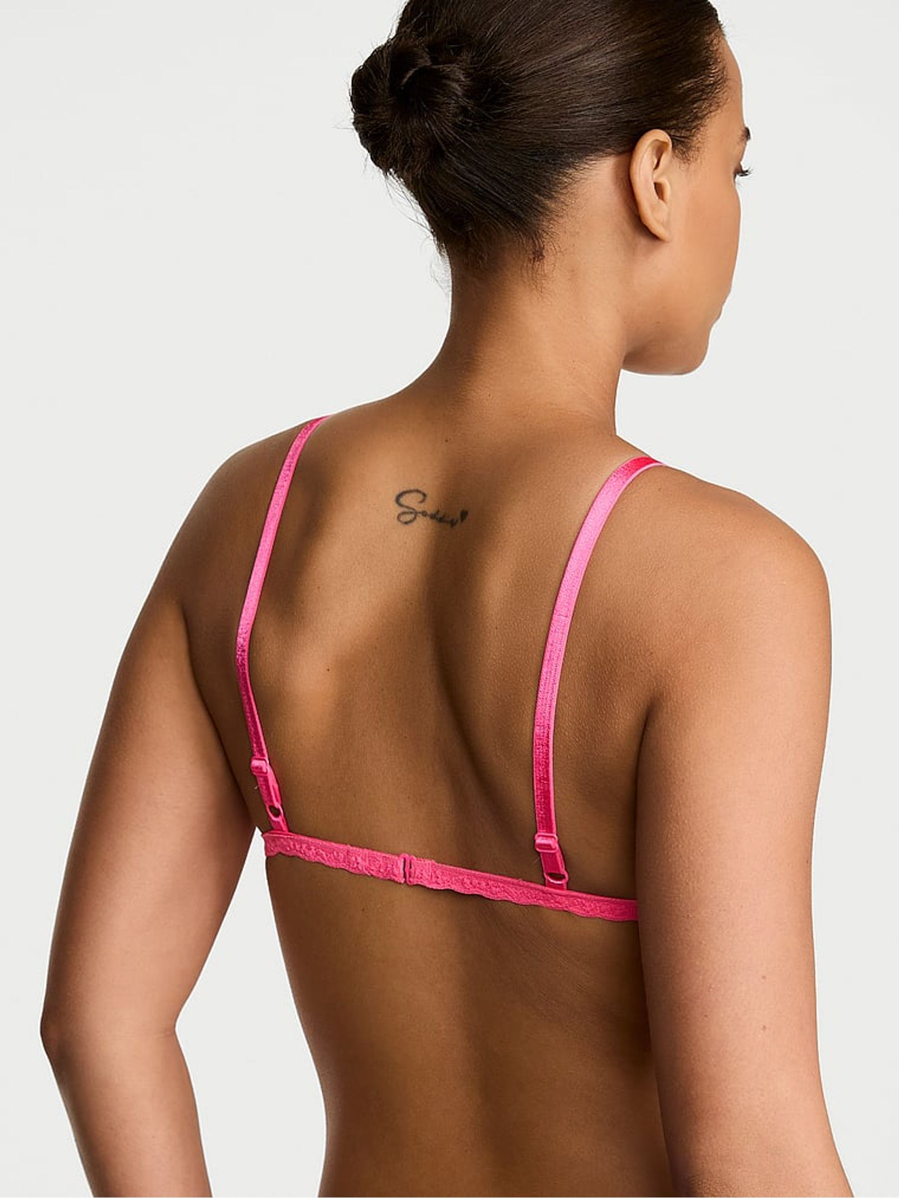Bombshell Pink Lace Triangle Bralette - Image 2 of 2 Bombshell Pink Lace Triangle Bralette - Image 2 of 2