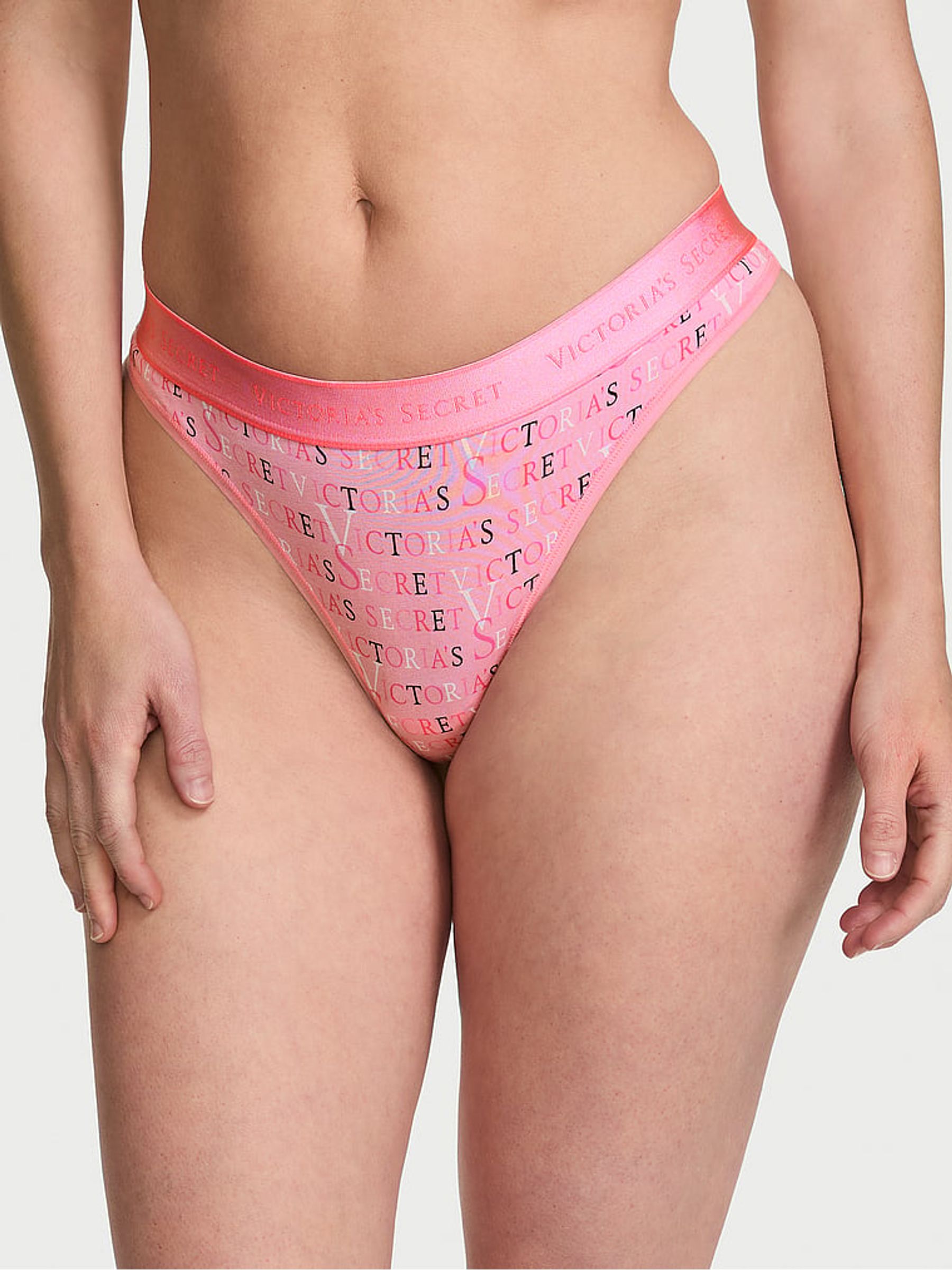 Victoria Pink Heritage Thong Logo Knickers - Image 1 of 2