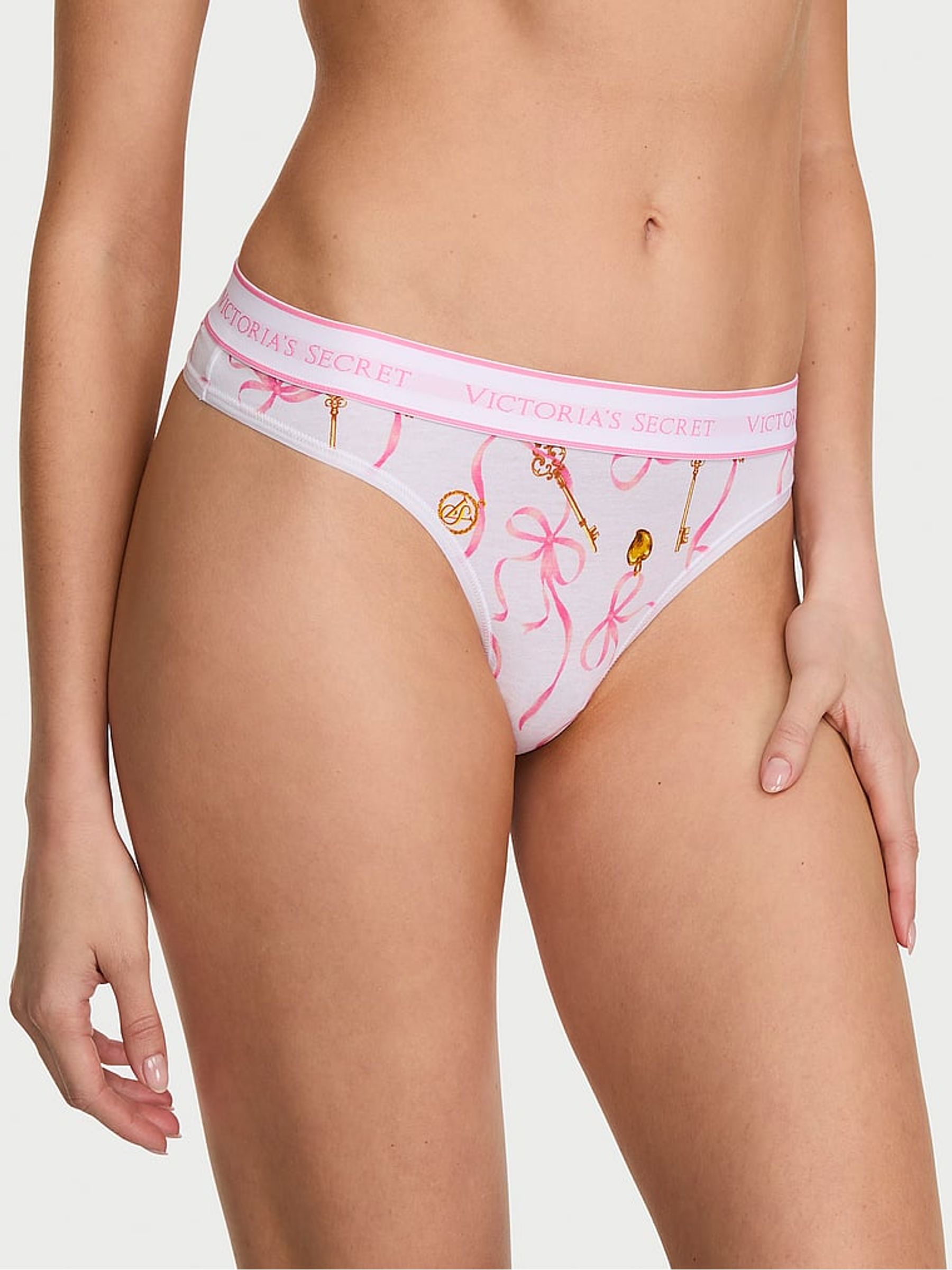 Pink Ribbons Thong Logo Knickers - Image 1 of 2 Pink Ribbons Thong Logo Knickers - Image 1 of 2
