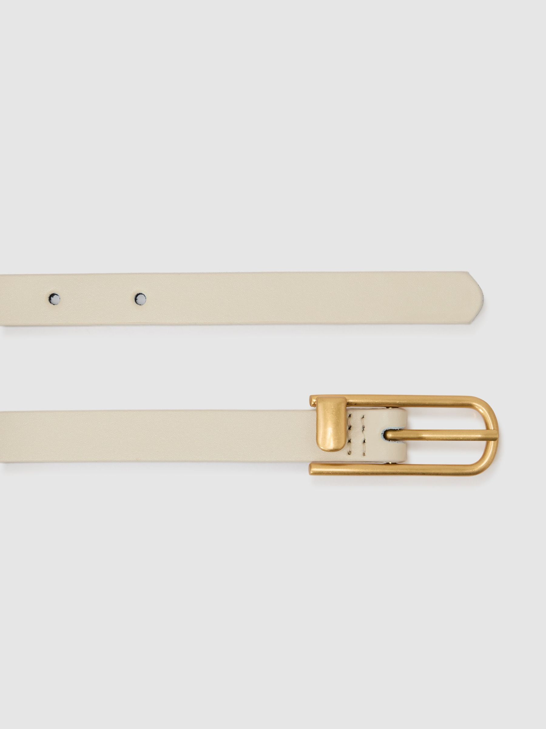 Thin Leather Half-Keeper Belt in Stone - image 4