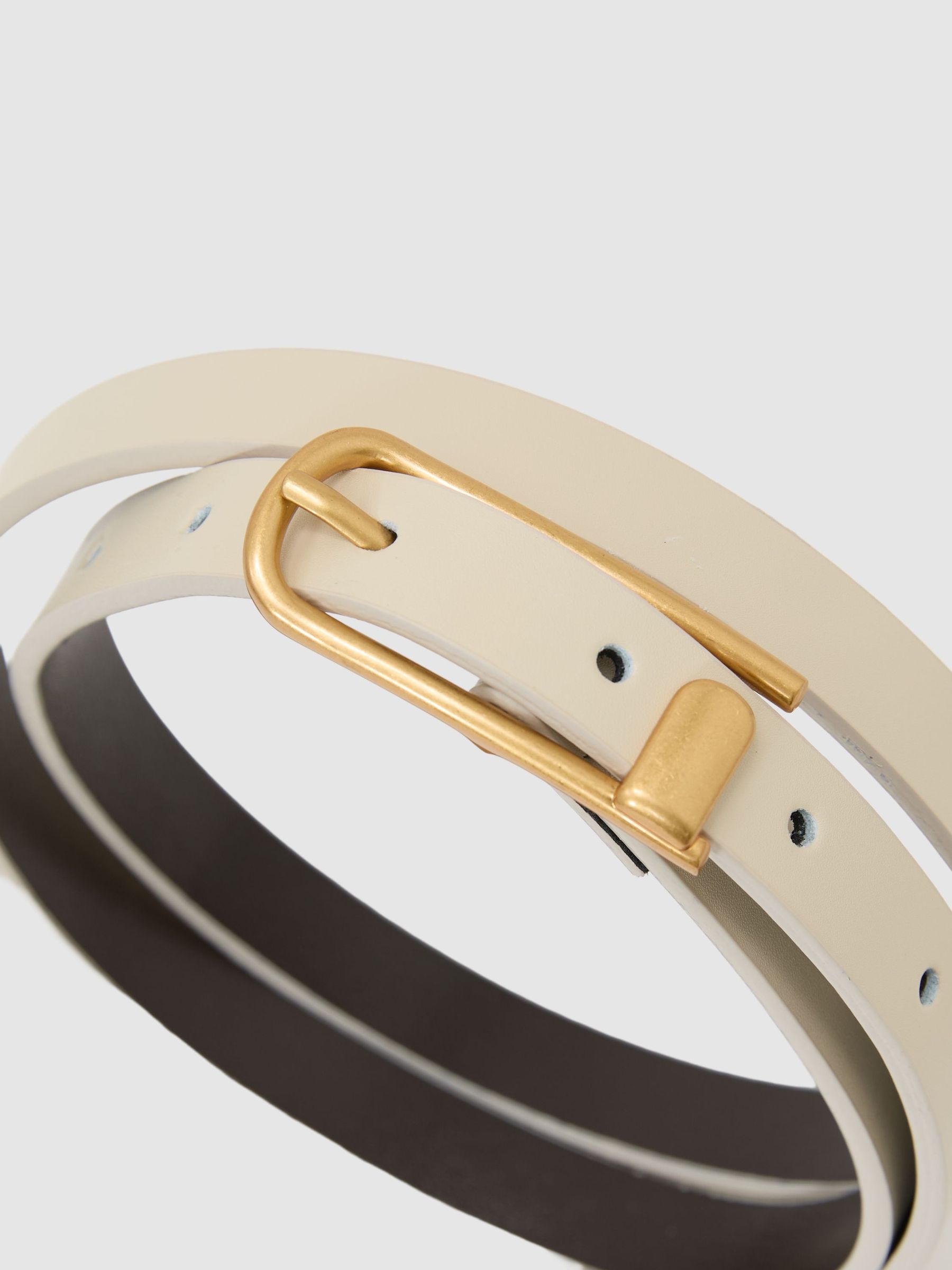 Thin Leather Half-Keeper Belt in Stone - image 2