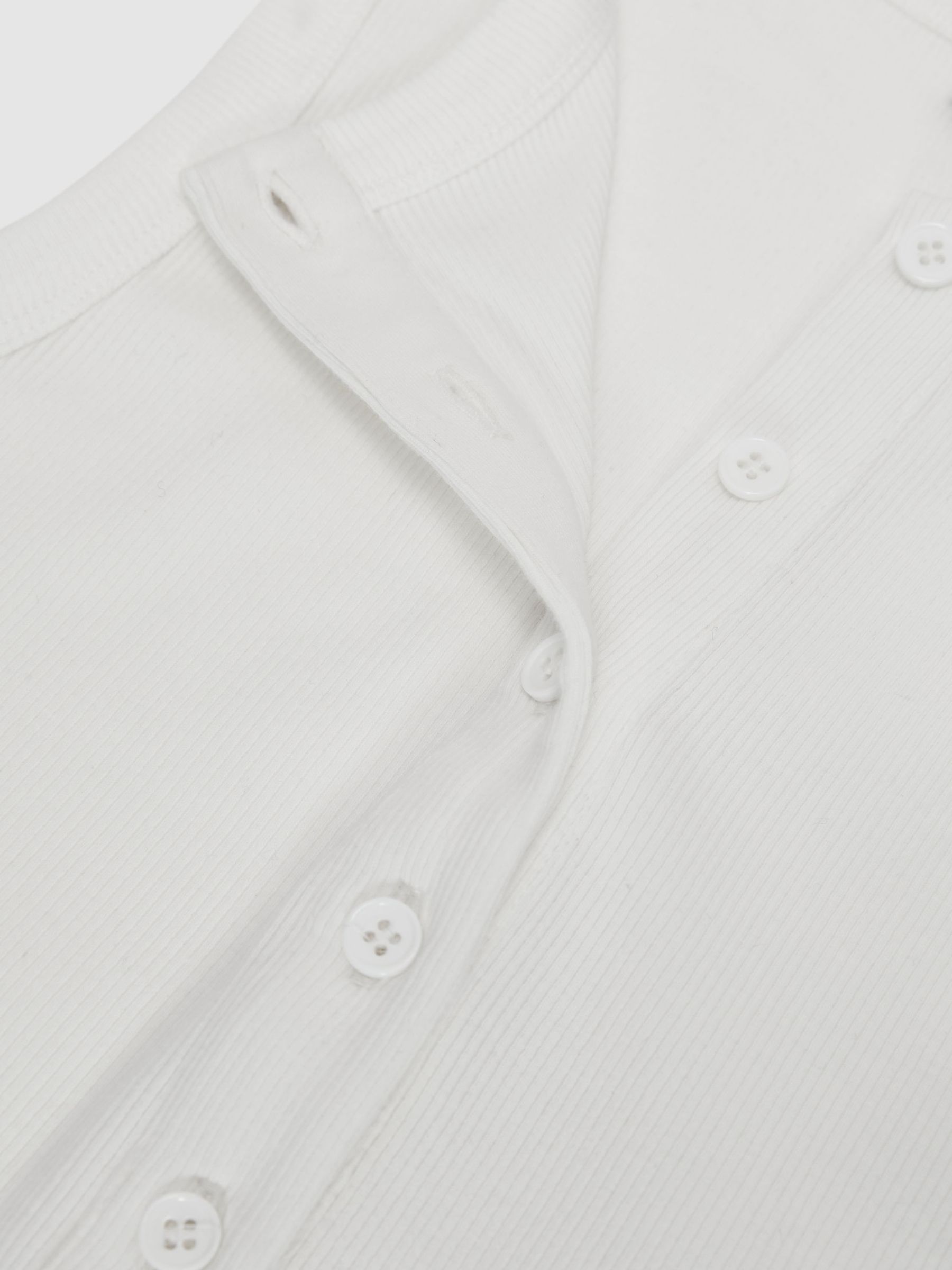 Stretch-Cotton Ribbed Henley Vest in White - image 4