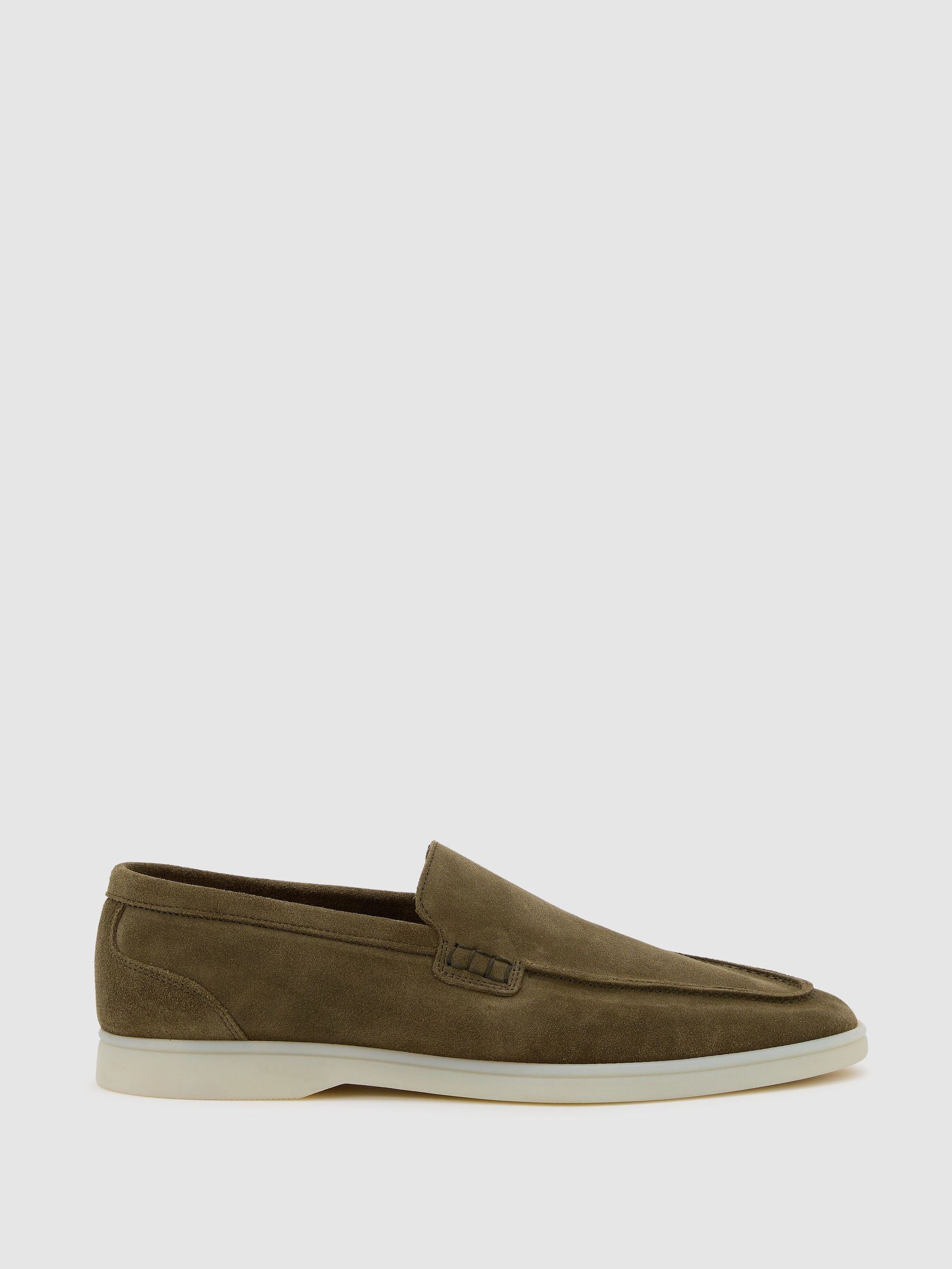 Suede Slip-On Loafers in Olive Green - Image 2 of 5