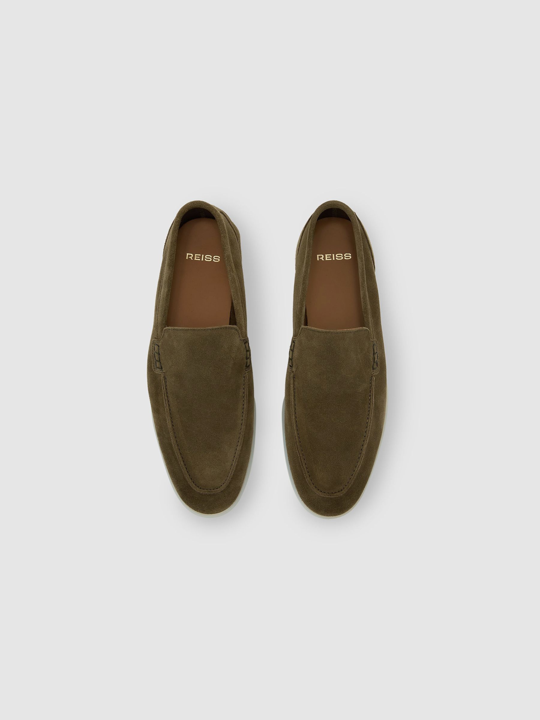 Suede Slip-On Loafers in Olive Green - Image 3 of 5