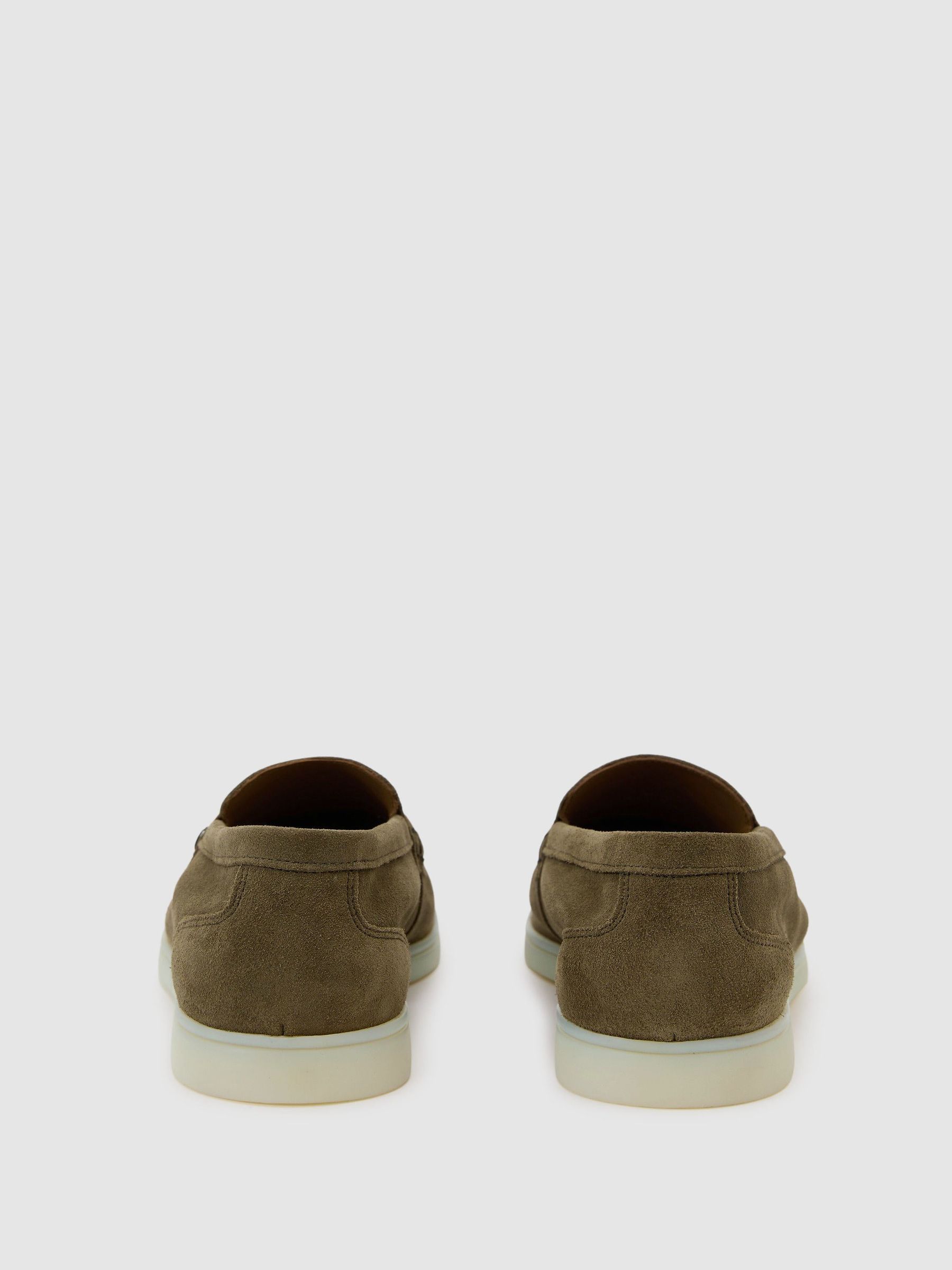 Suede Slip-On Loafers in Olive Green - Image 4 of 5