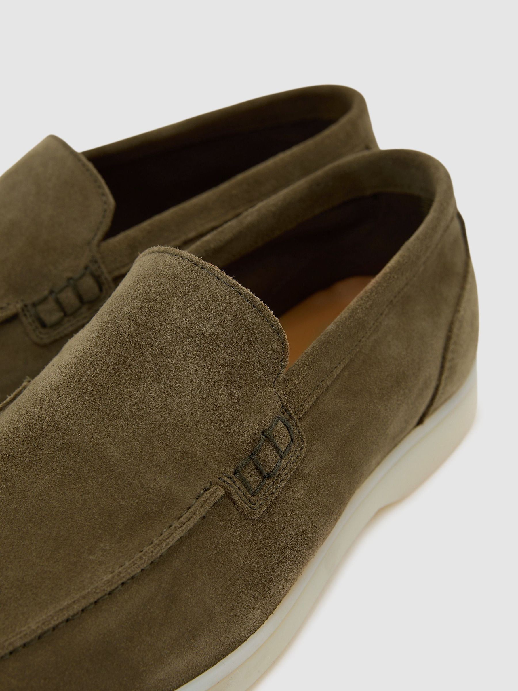 Suede Slip-On Loafers in Olive Green - Image 5 of 5