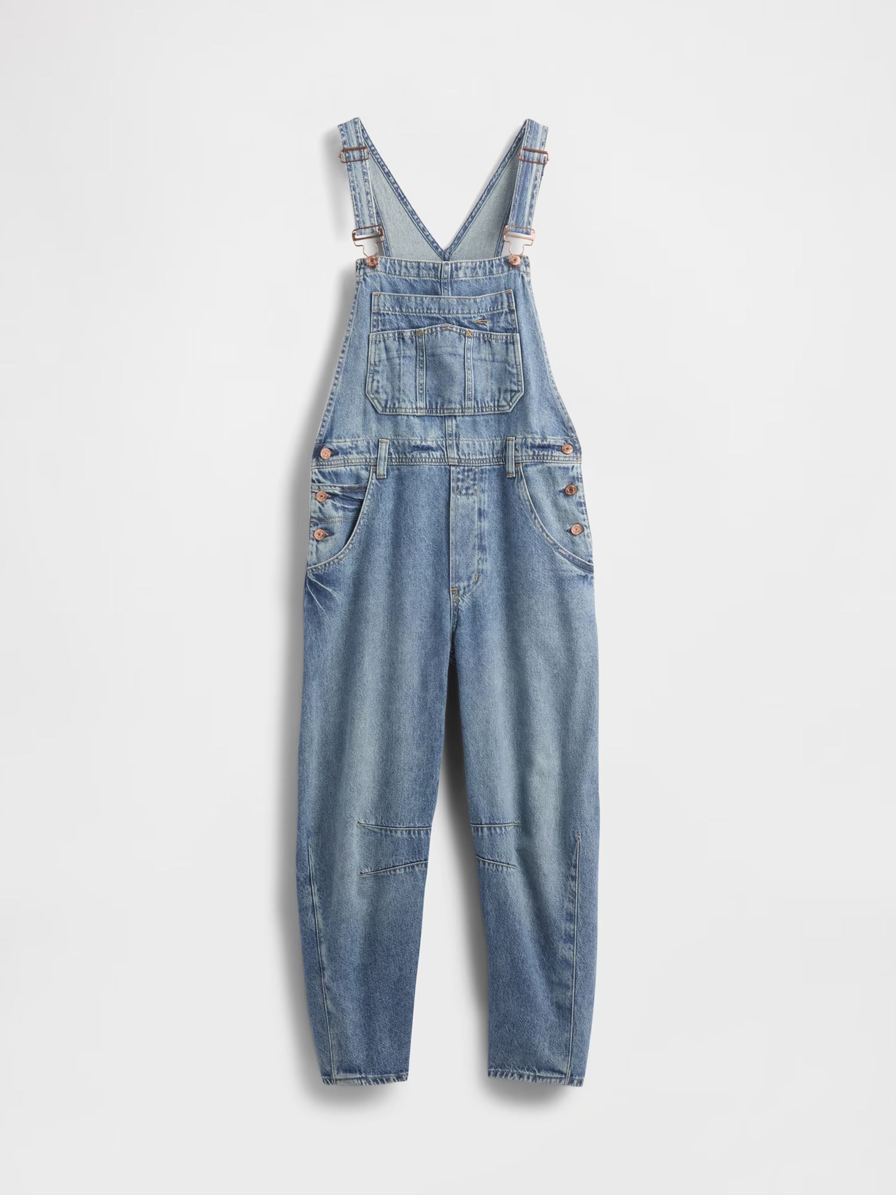 Indigo Blue UltraSoft Denim Horseshoe Overalls Dungarees - Image 3 of 4