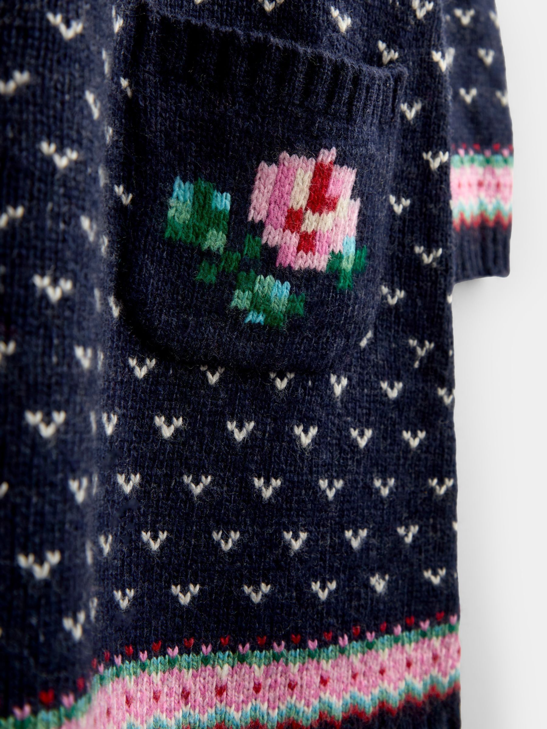 Navy Blue Rose Fairisle Knitted Dress - Image 3 of 4
