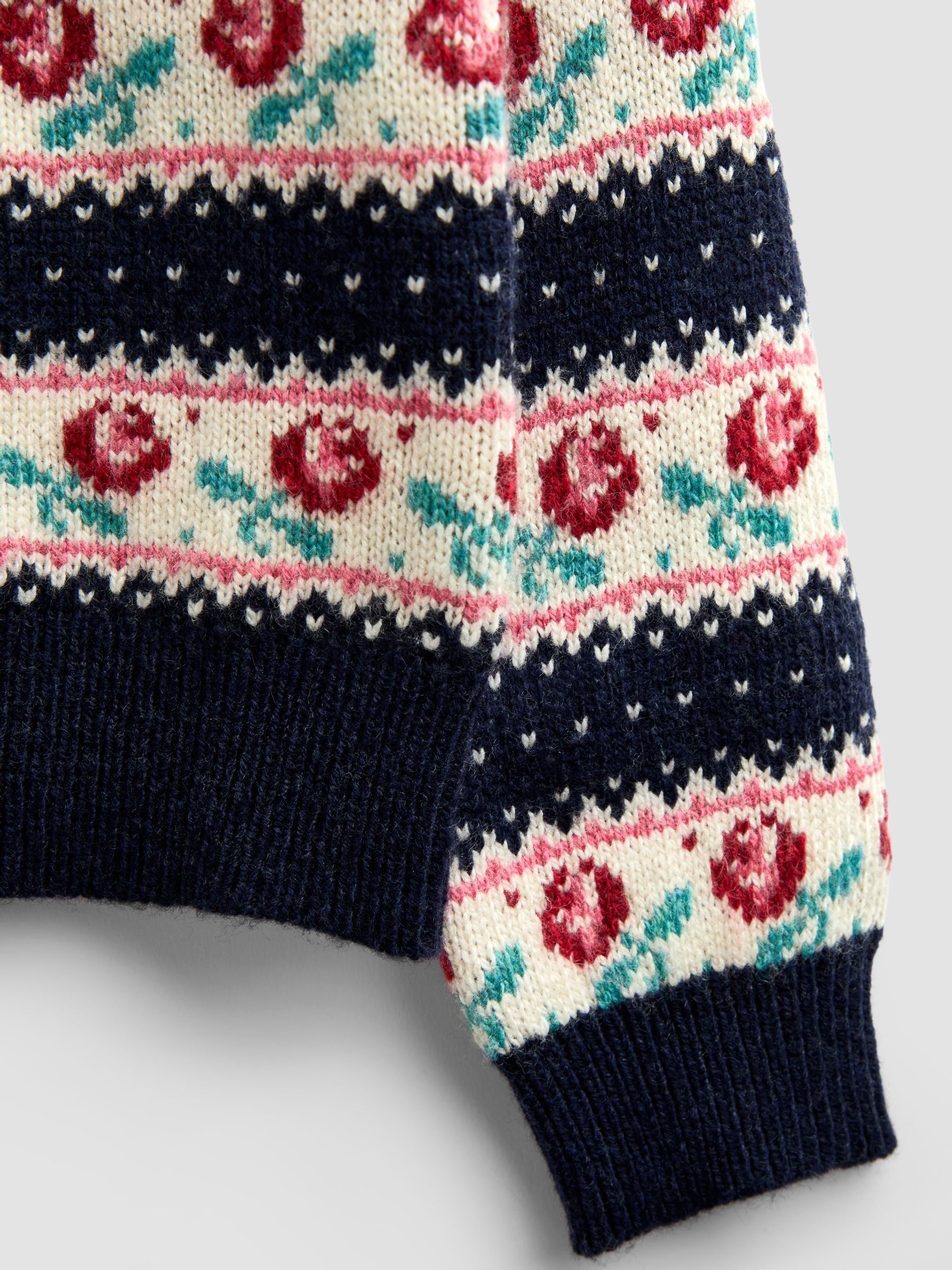 Navy Blue Rose Fairisle Frilled Cardigan - Image 4 of 4