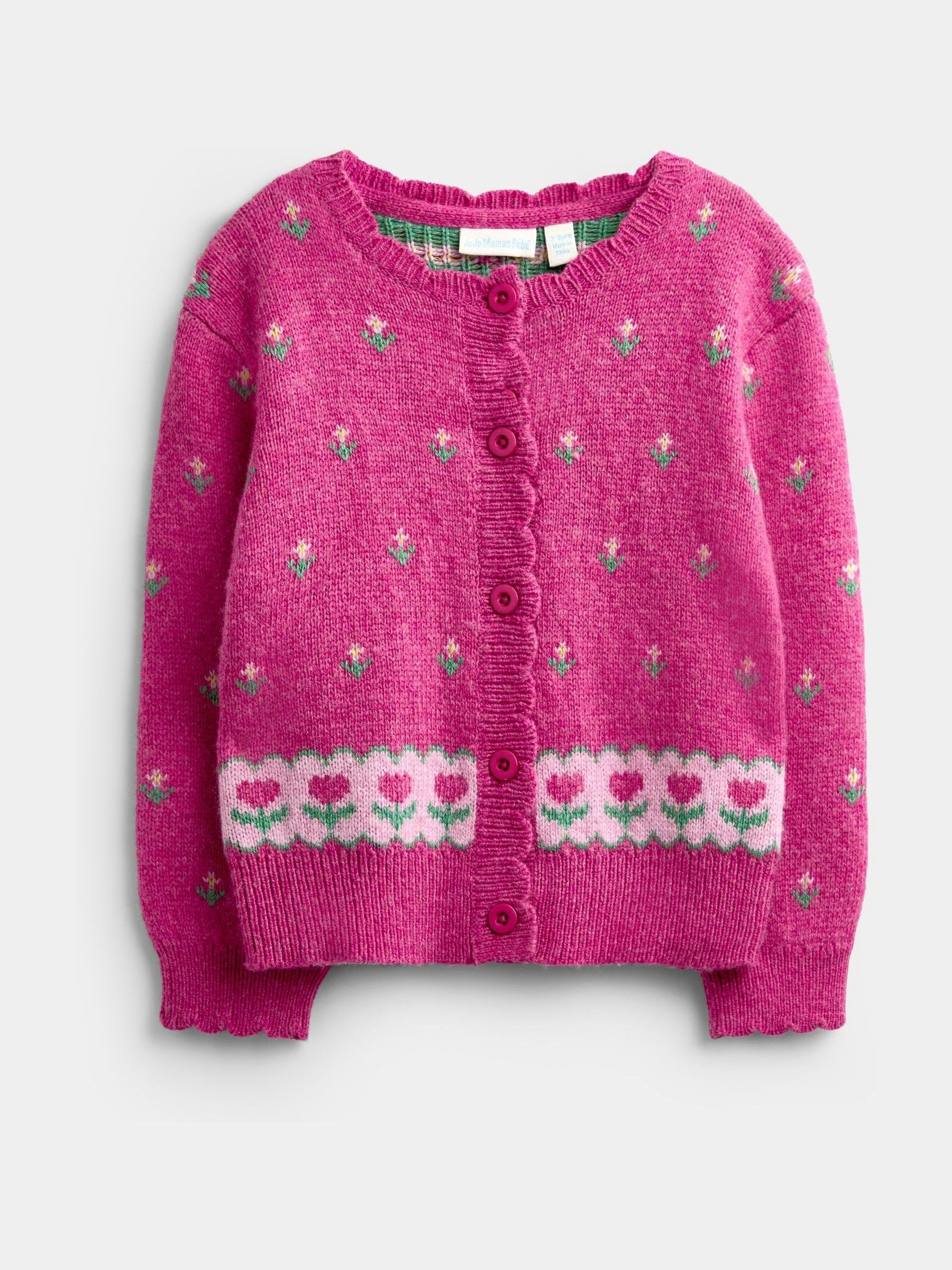 Fuchsia Pink Floral Cardigan & Beret Set - Image 2 of 8