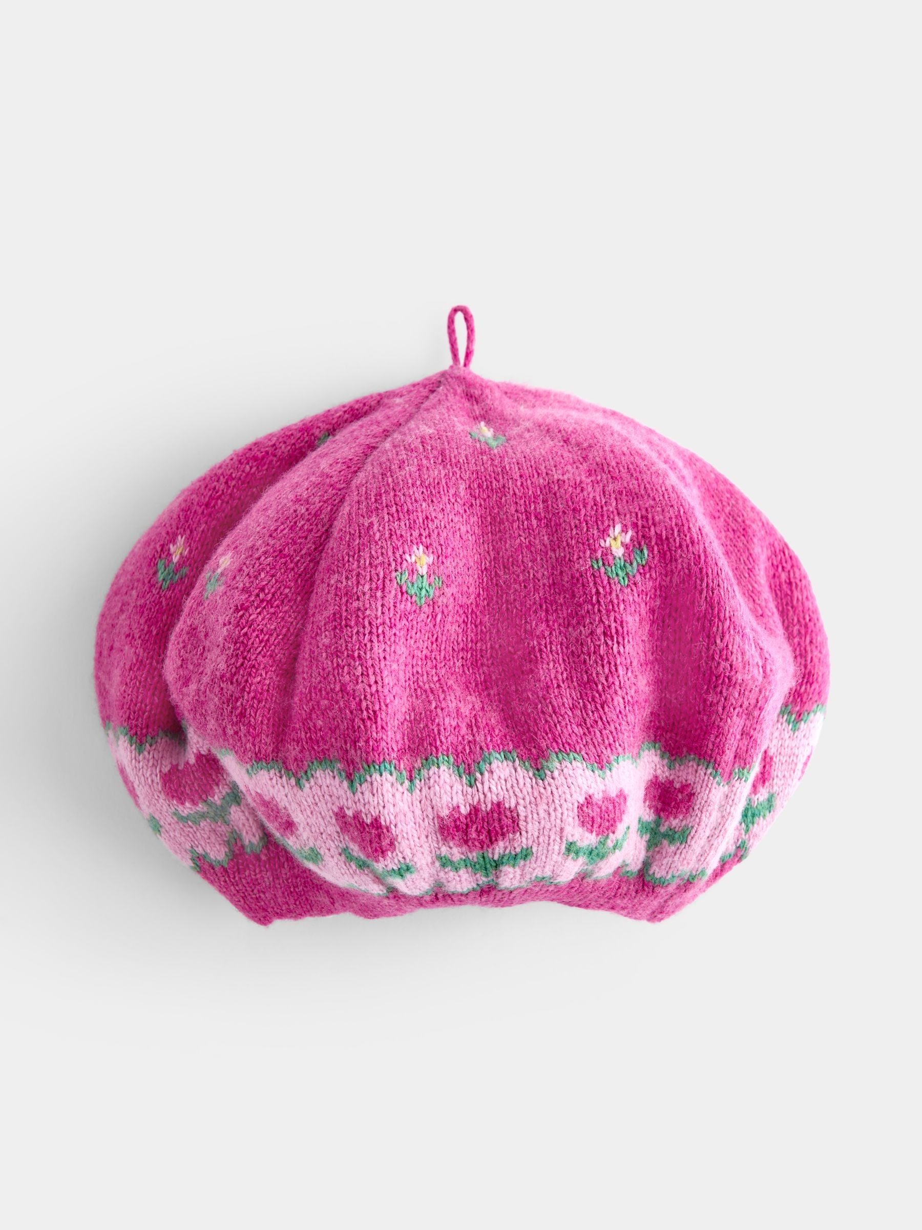 Fuchsia Pink Floral Cardigan & Beret Set - Image 4 of 8
