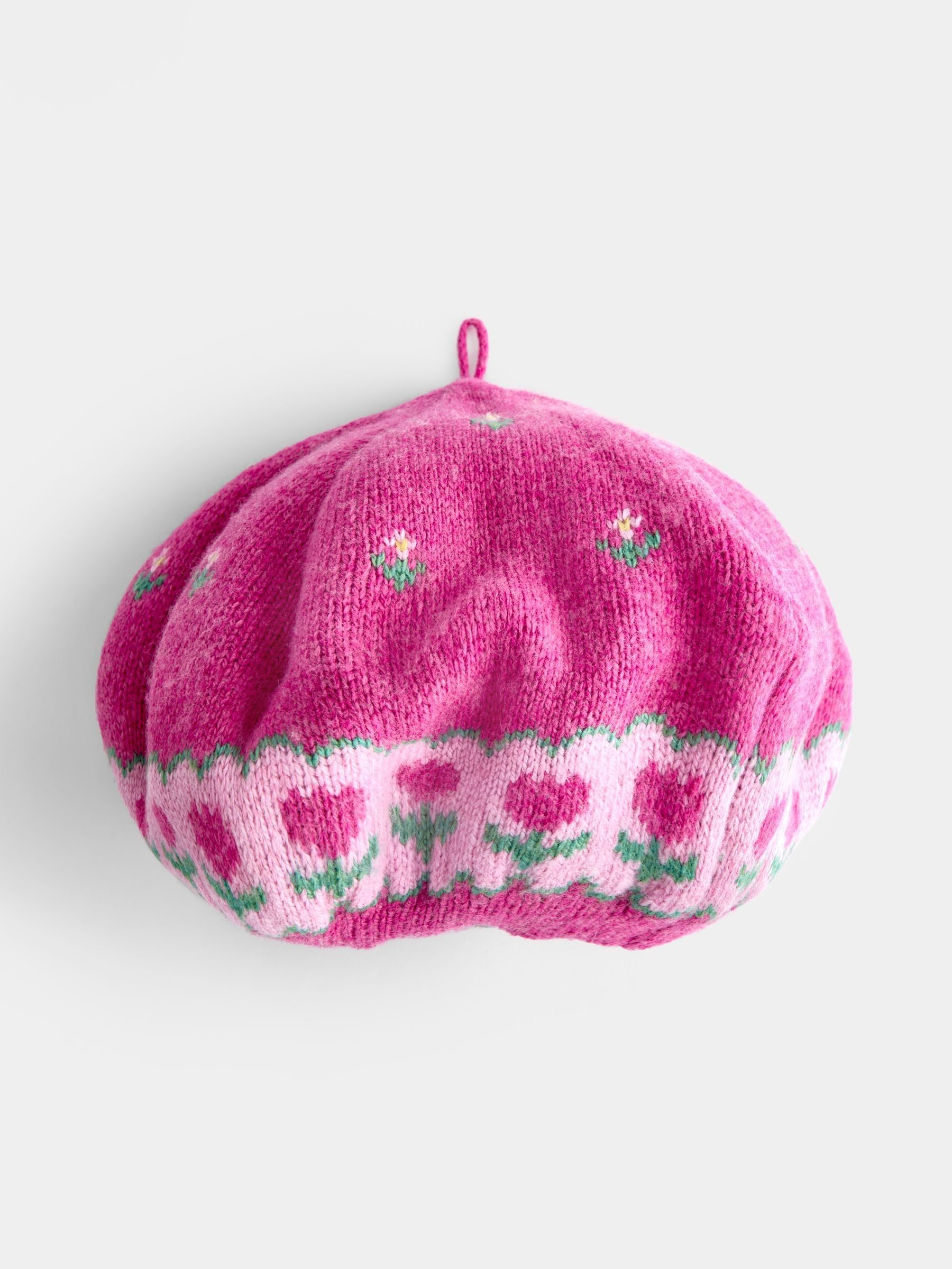 Fuchsia Pink Floral Cardigan & Beret Set - Image 5 of 8