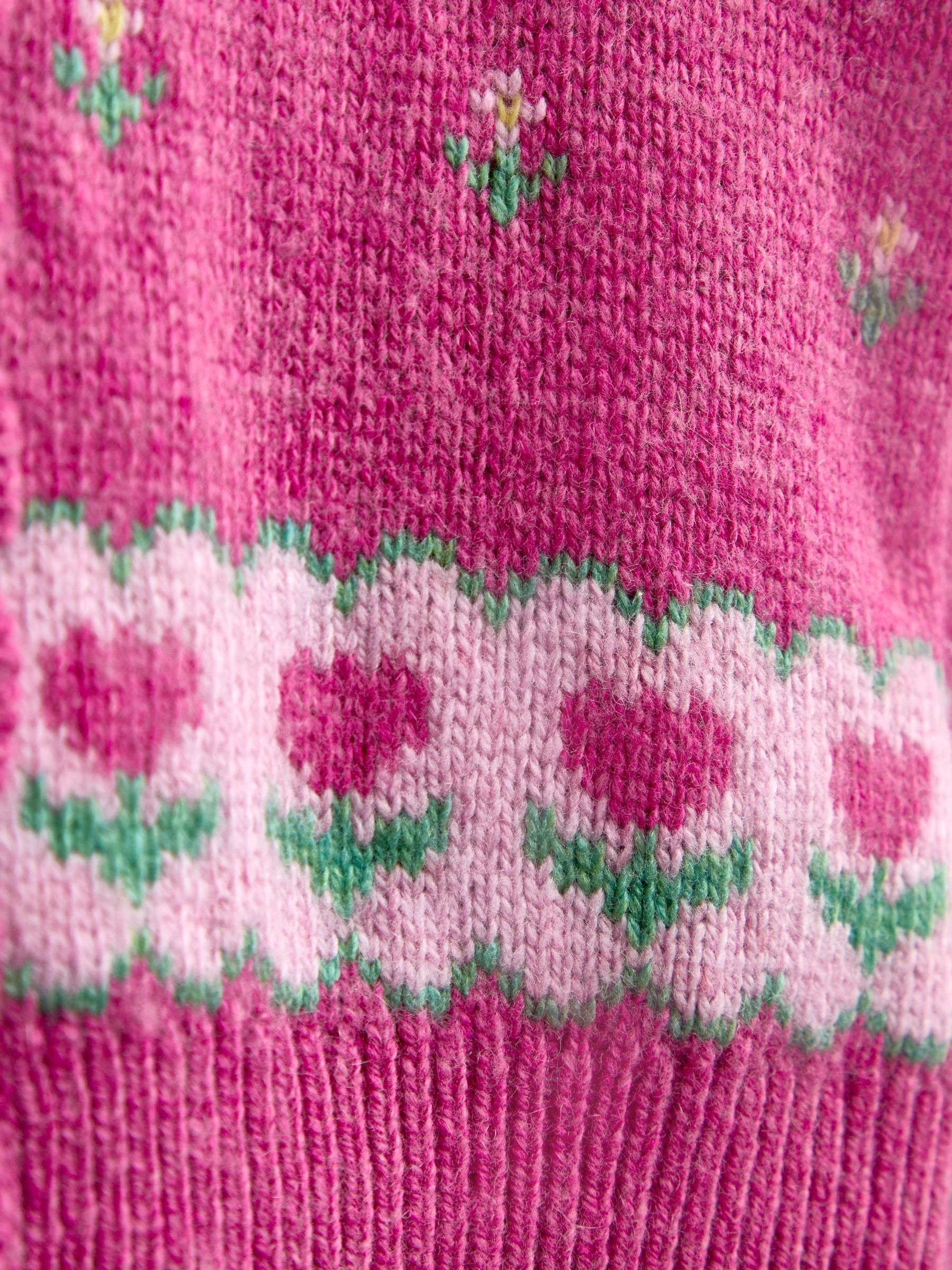 Fuchsia Pink Floral Cardigan & Beret Set - Image 7 of 8