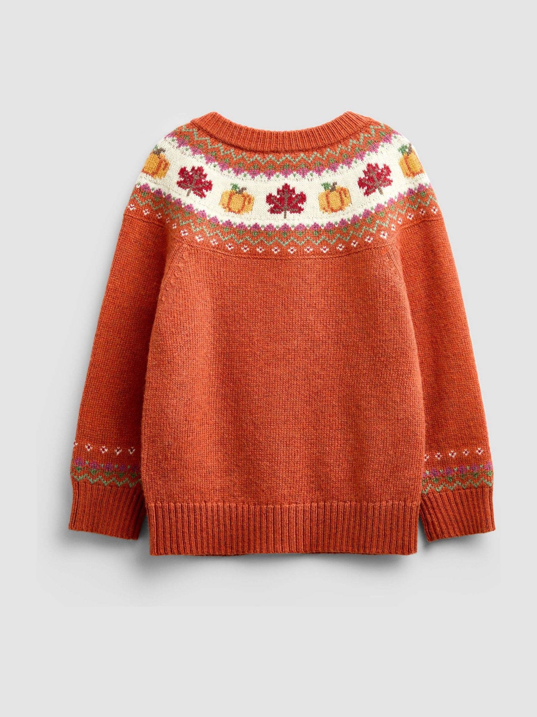 Rust Orange Pumpkin Fairisle Cardigan - Image 2 of 4