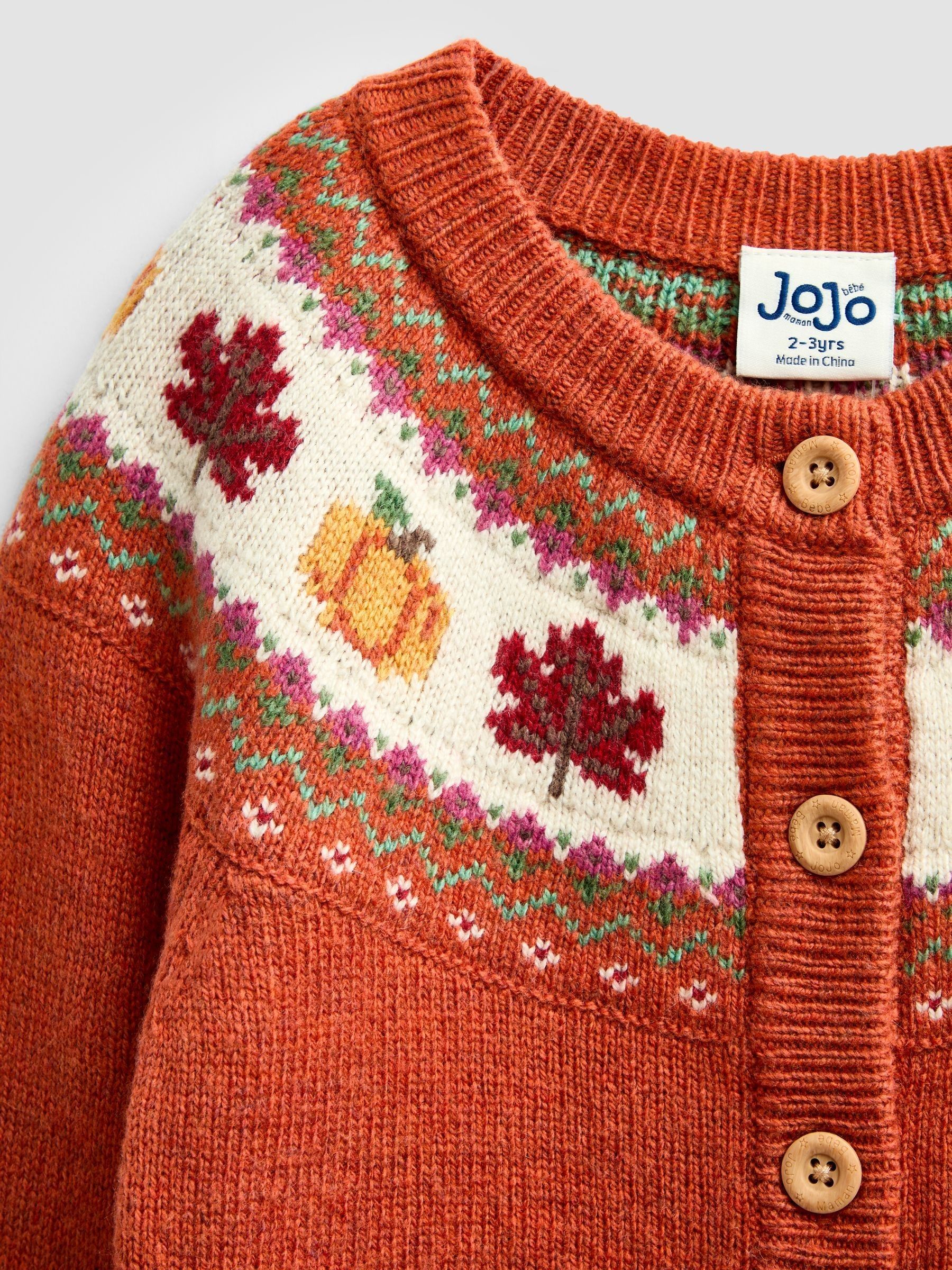 Rust Orange Pumpkin Fairisle Cardigan - Image 3 of 4