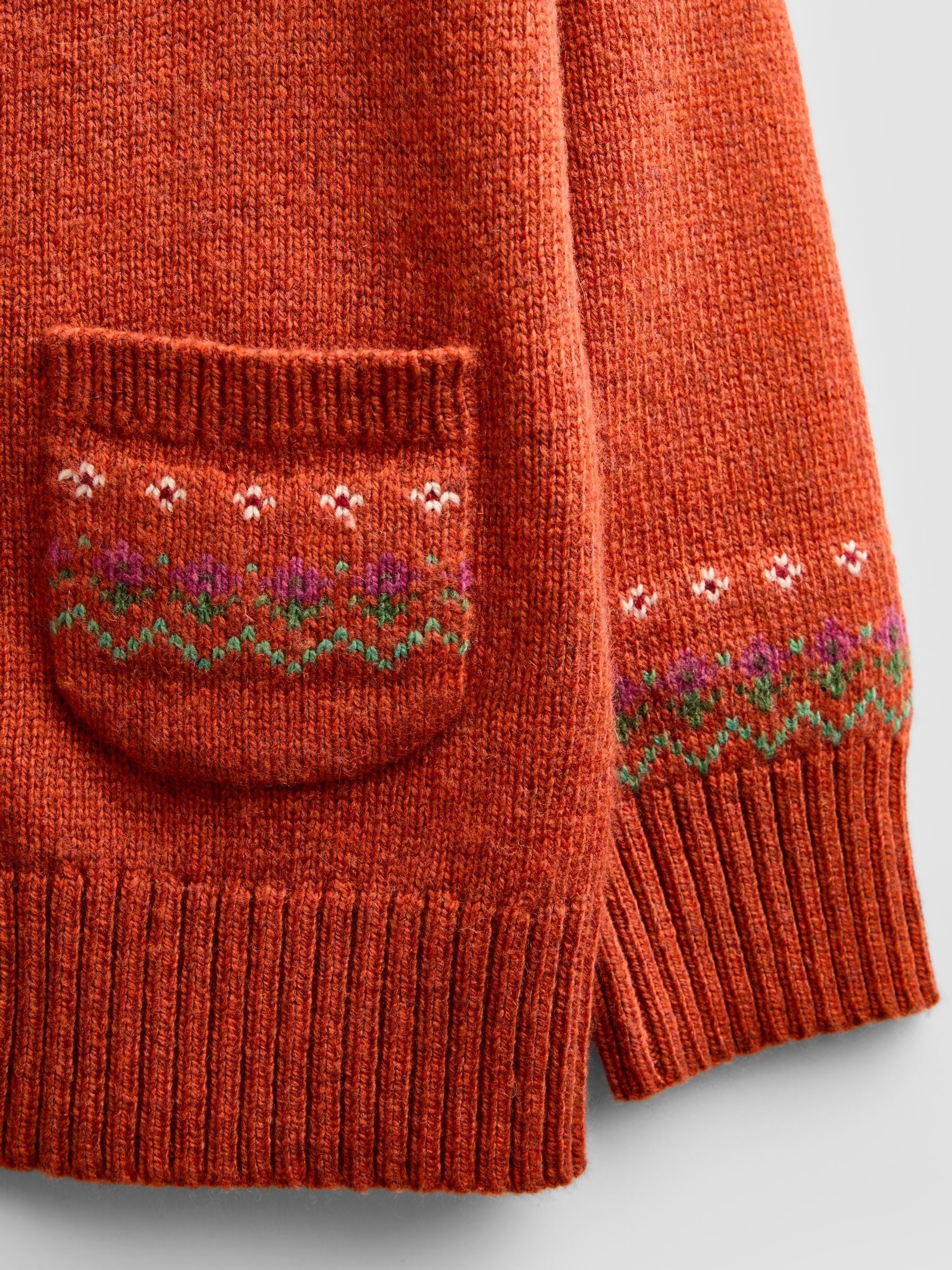 Rust Orange Pumpkin Fairisle Cardigan - Image 4 of 4